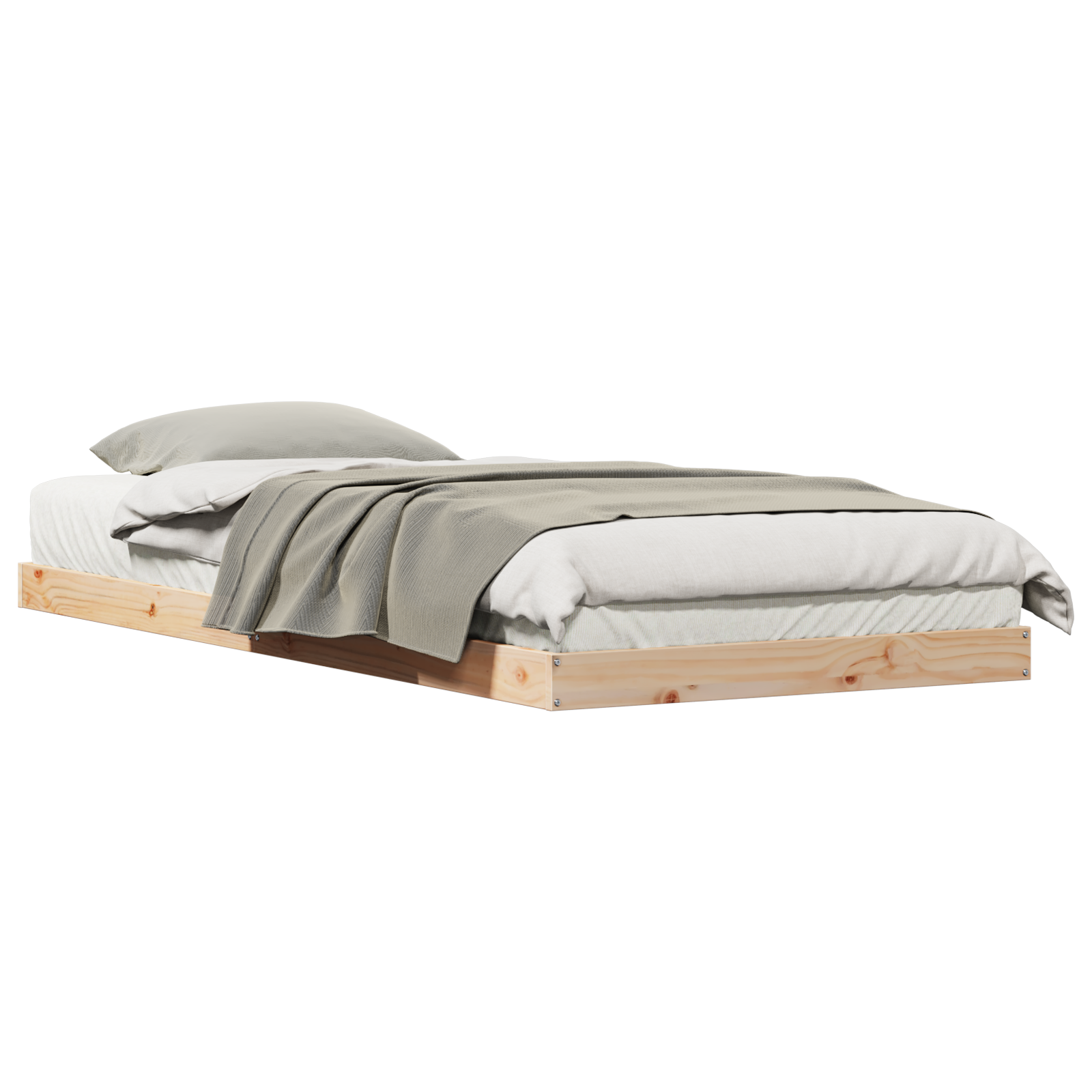 Floor Bed Frame 80x210 cm Solid Wood Pine - Image 2