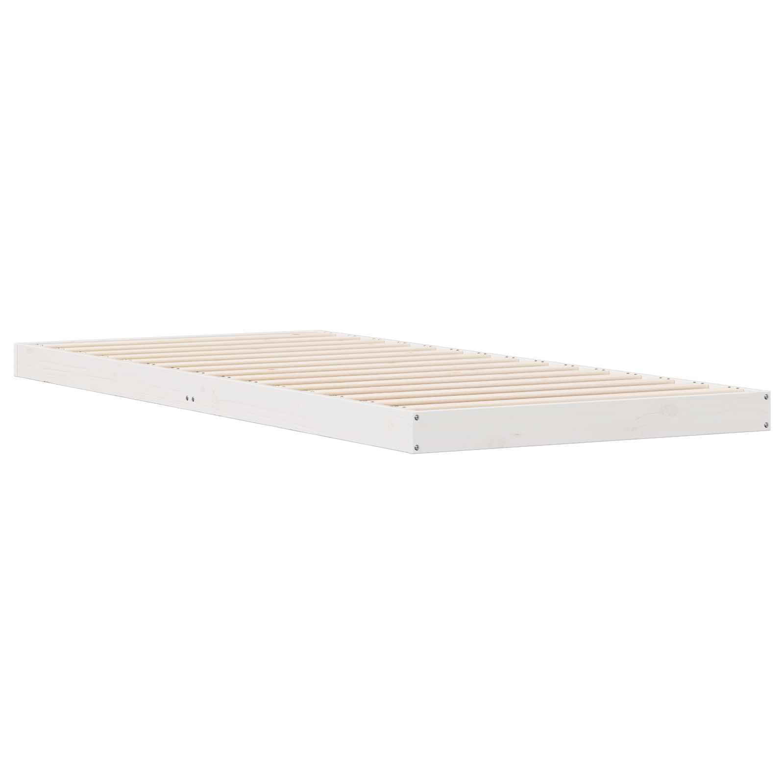 Grindų Lovo Rėmas Balta 100x210 cm Kietas Medinis Pušis - Image 3