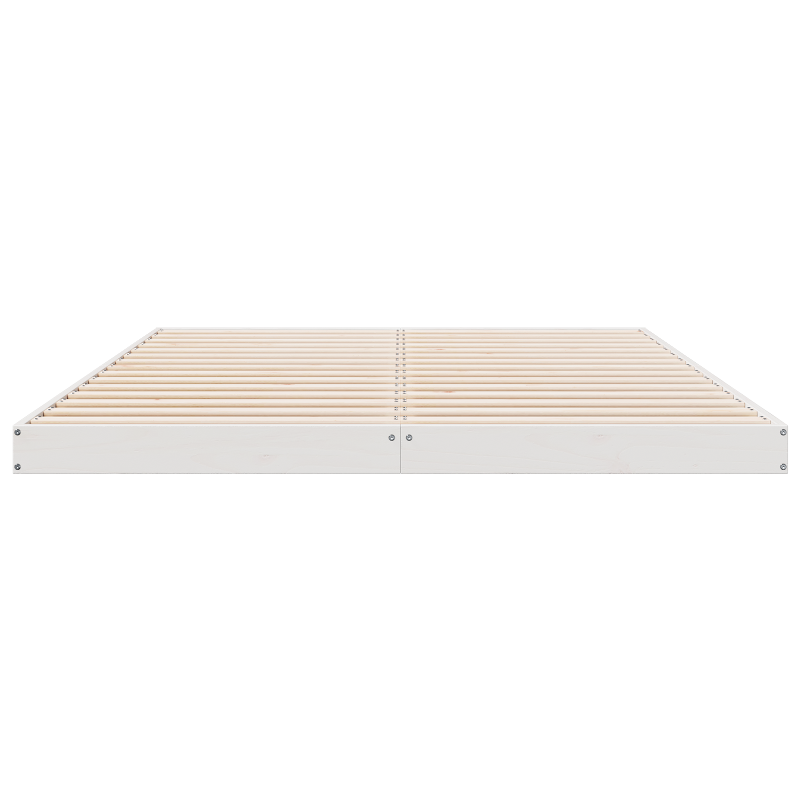 Grindų lovos rėmas baltas 140x210 cm iš kietos pušies medienos - Image 5