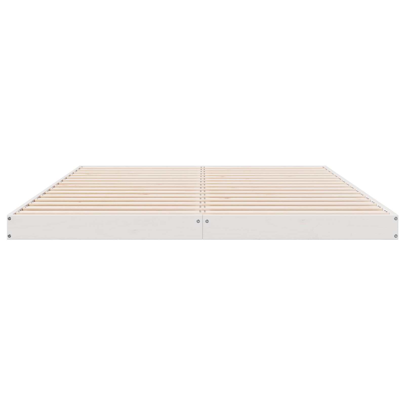 Grindų lovos rėmas baltas 140x210 cm iš kietos pušies medienos - Image 6