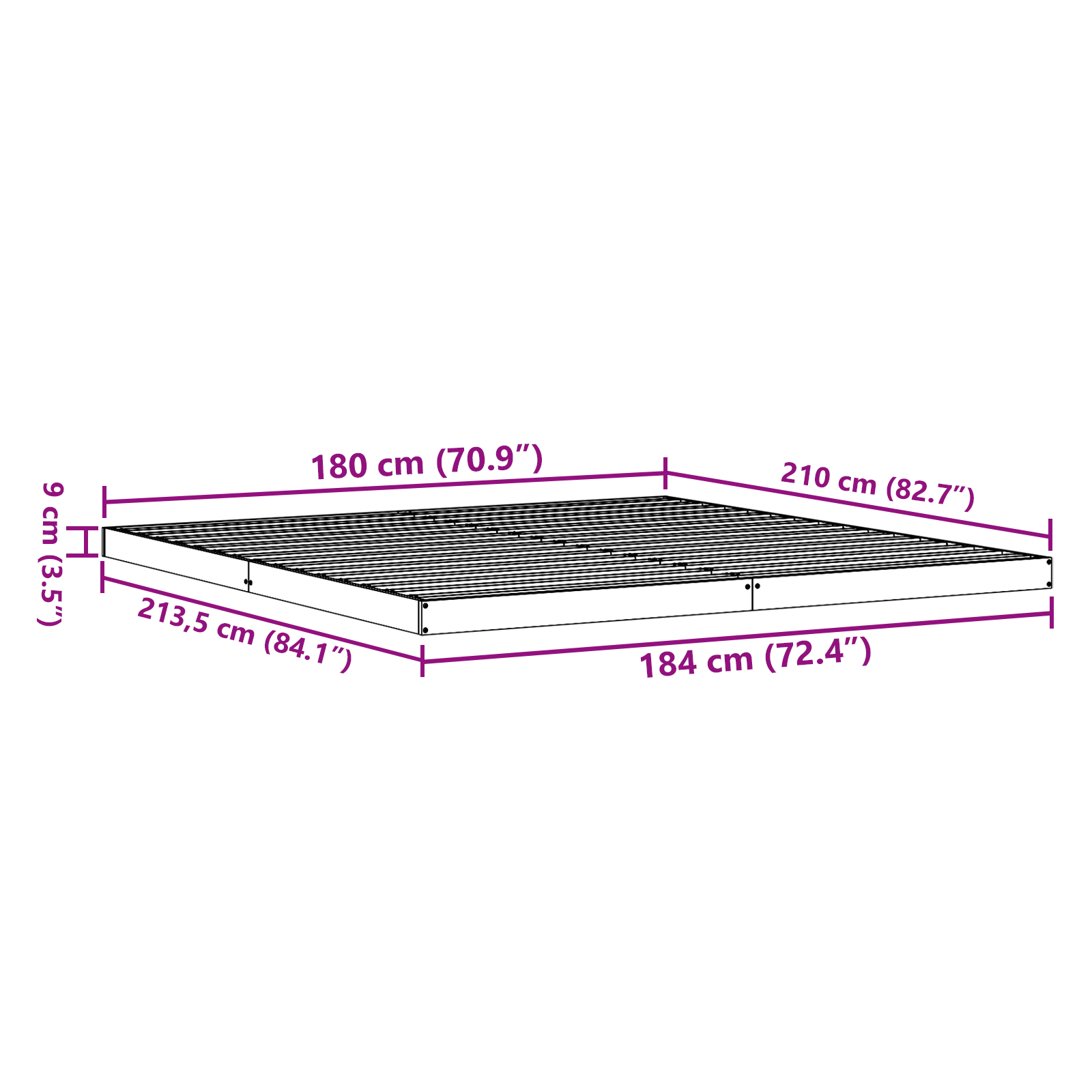Floor Bed Frame 180x210 cm Solid Wood Pine - Image 8