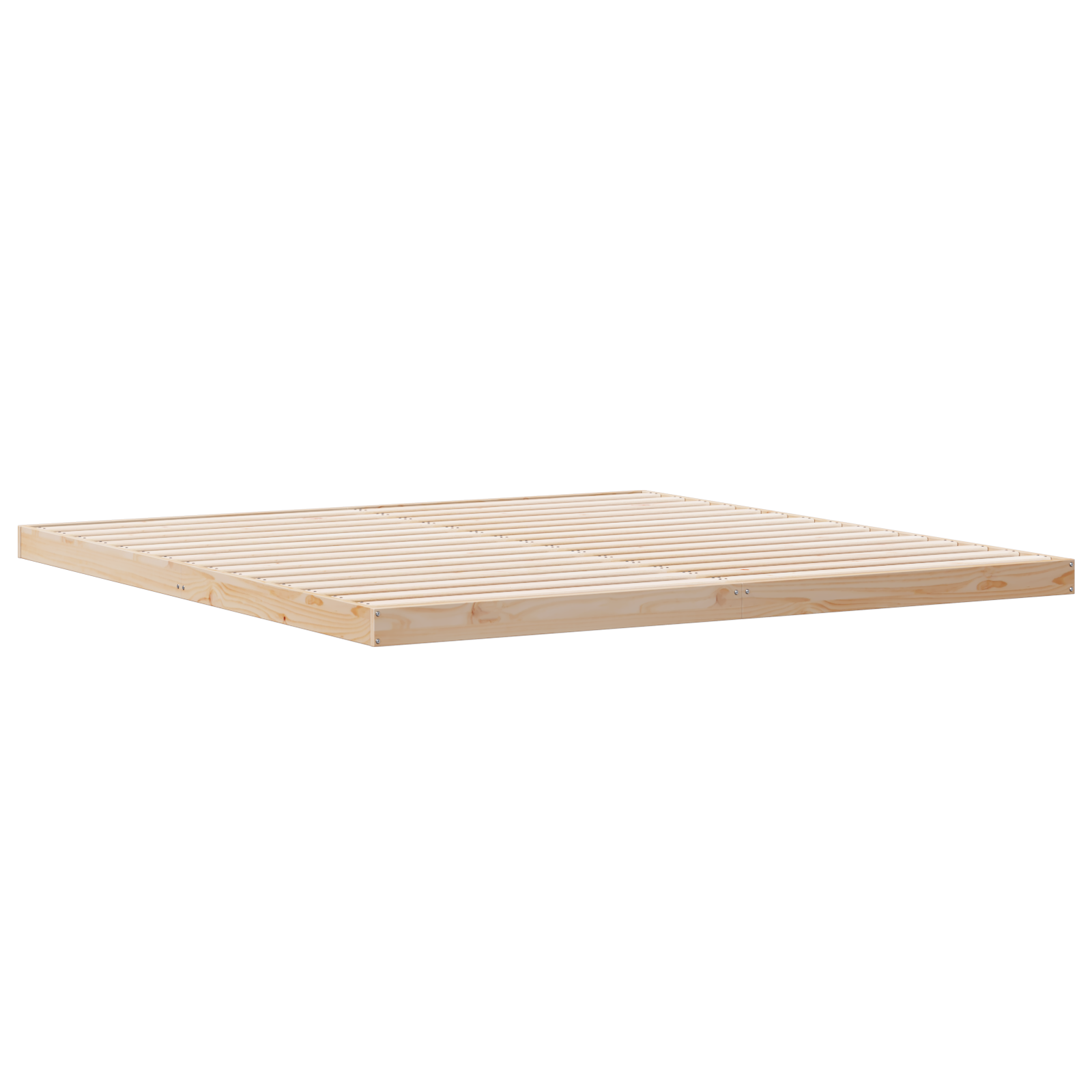 Floor Bed Frame White 200x210 cm Solid Wood Pine - Image 3