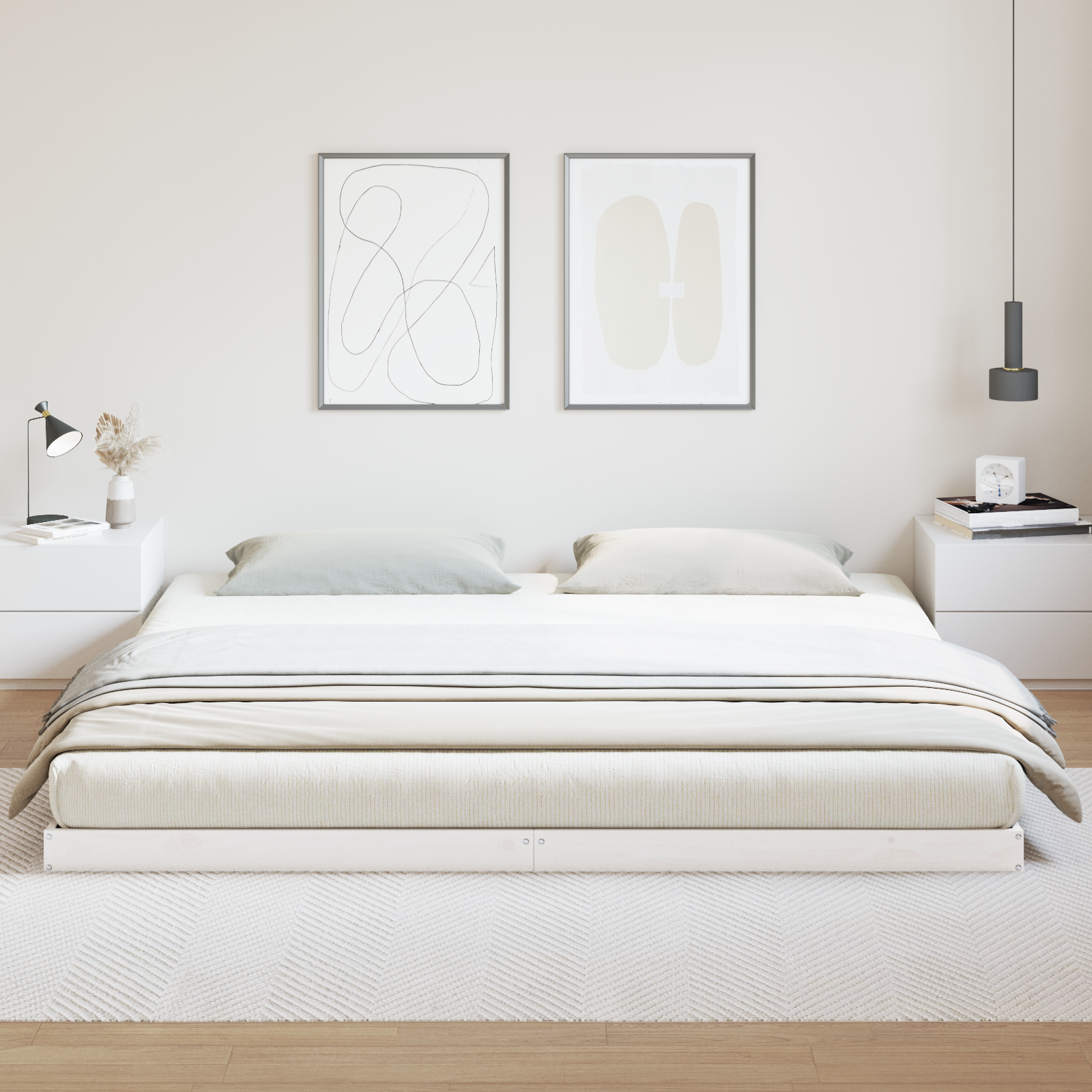 Floor Bed Frame 200x210 cm Solid Wood Pine - Image 4