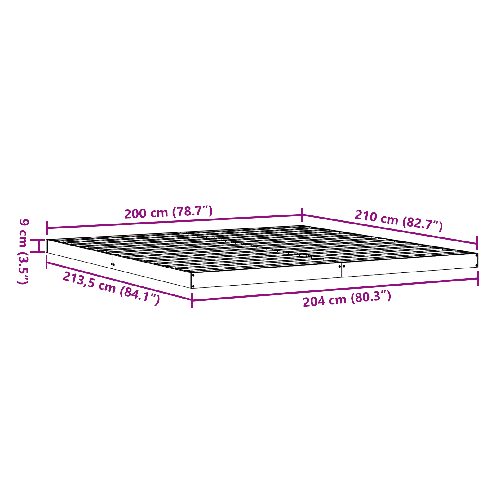 Floor Bed Frame 200x210 cm Solid Wood Pine - Image 8