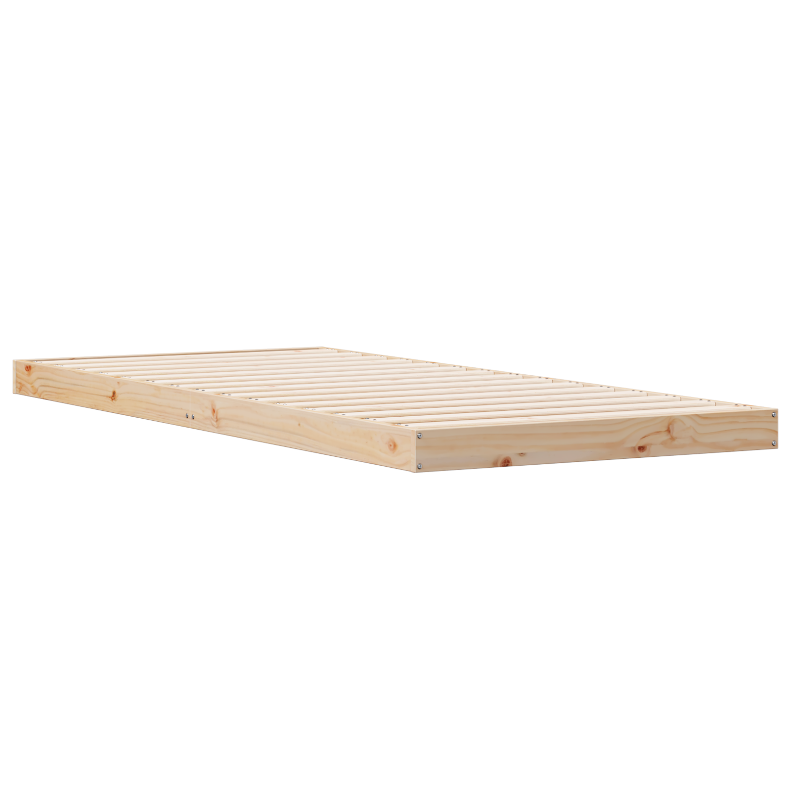Floor Bed Frame White 80x220 cm Solid Wood Pine - Image 3
