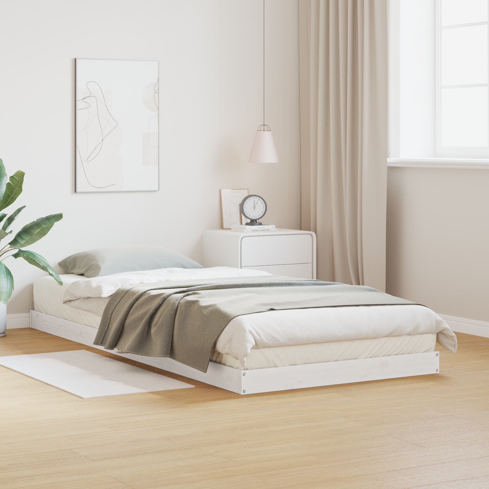 Vloerbedframe massief grenenhout 80×220 cm