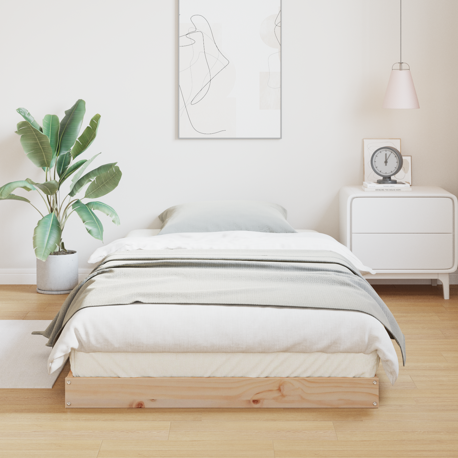 Floor Bed Frame White 90x220 cm Solid Wood Pine - Image 4