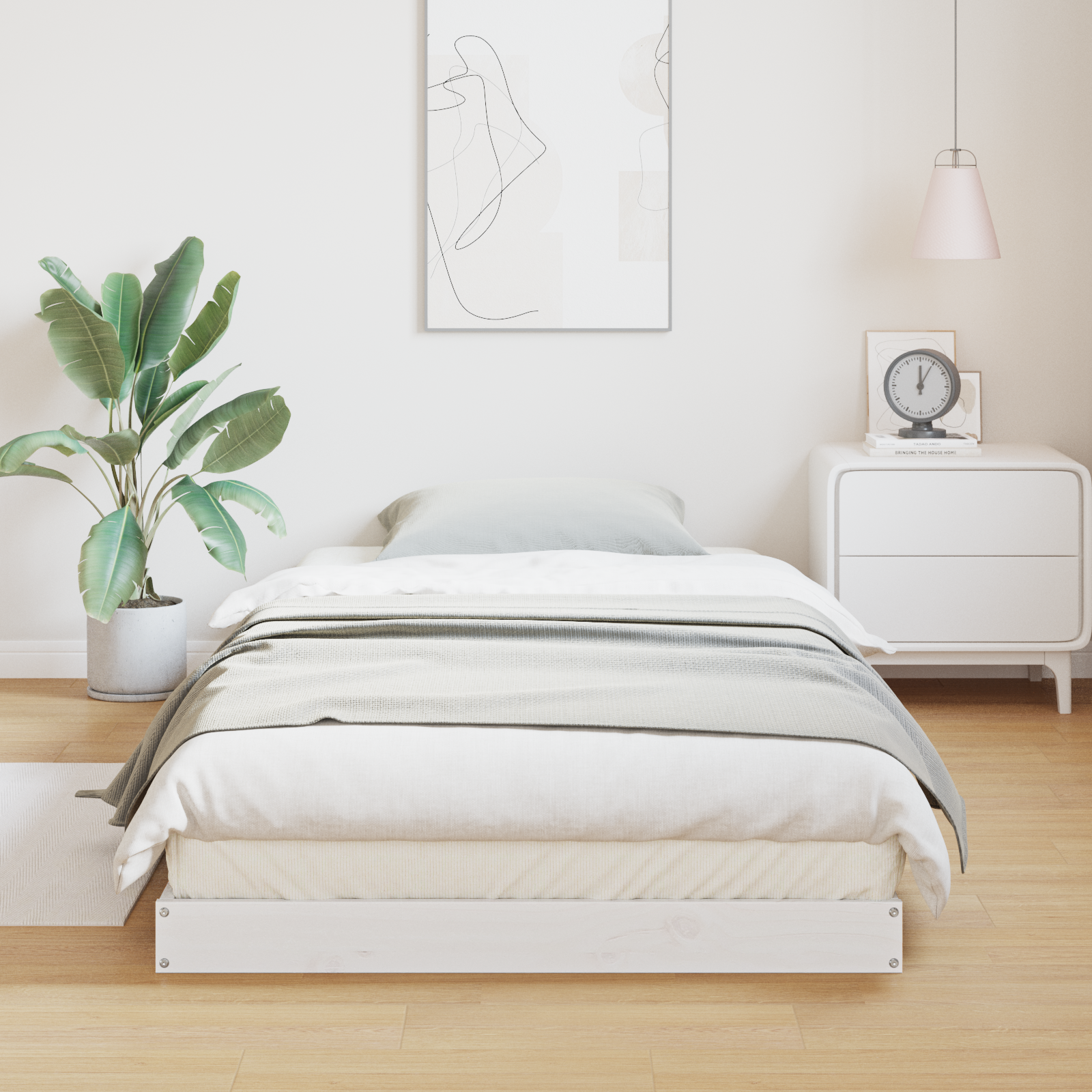Vloerbedframe massief grenenhout 100×220 cm