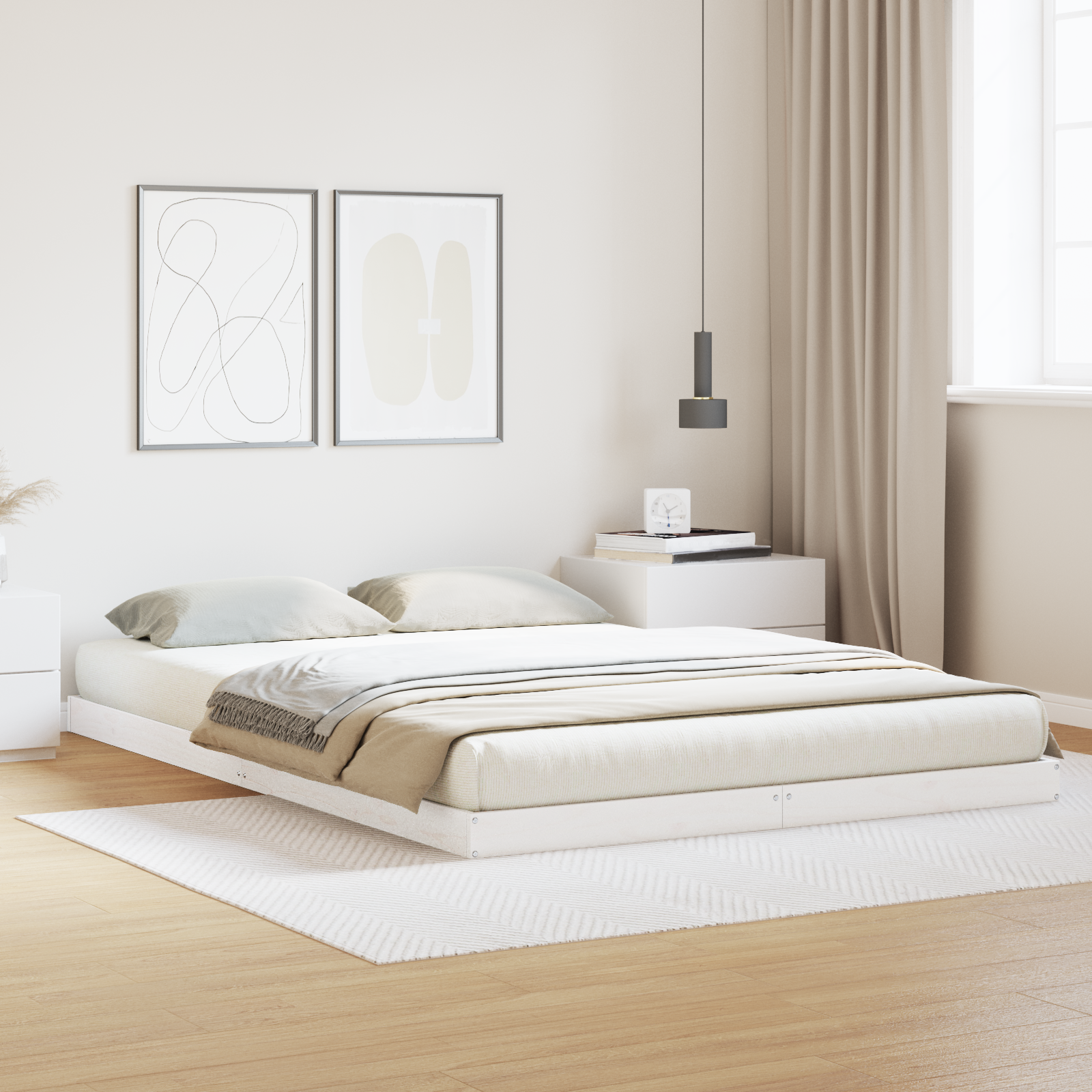 Vloerbedframe massief grenenhout 140×220 cm