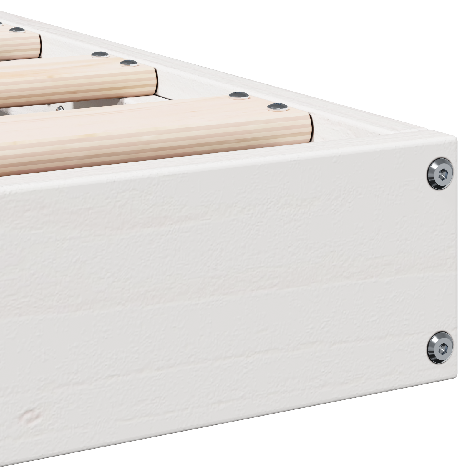 Floor Bed Frame White 200x220 cm Solid Wood Pine - Image 7