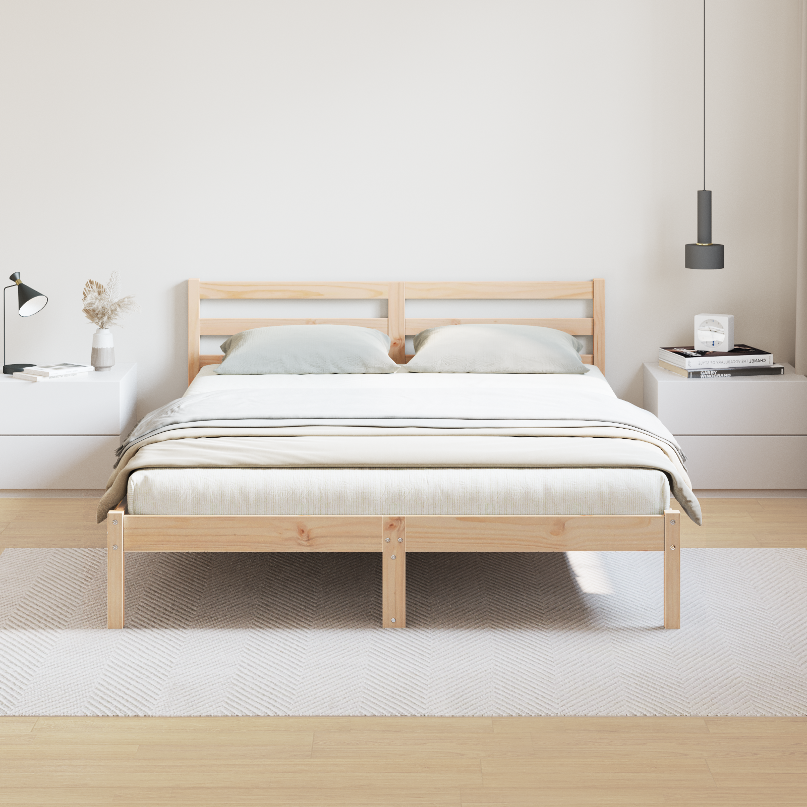 Bed Frame with Headboard 160x210 cm Solid Wood Pine - Image 4