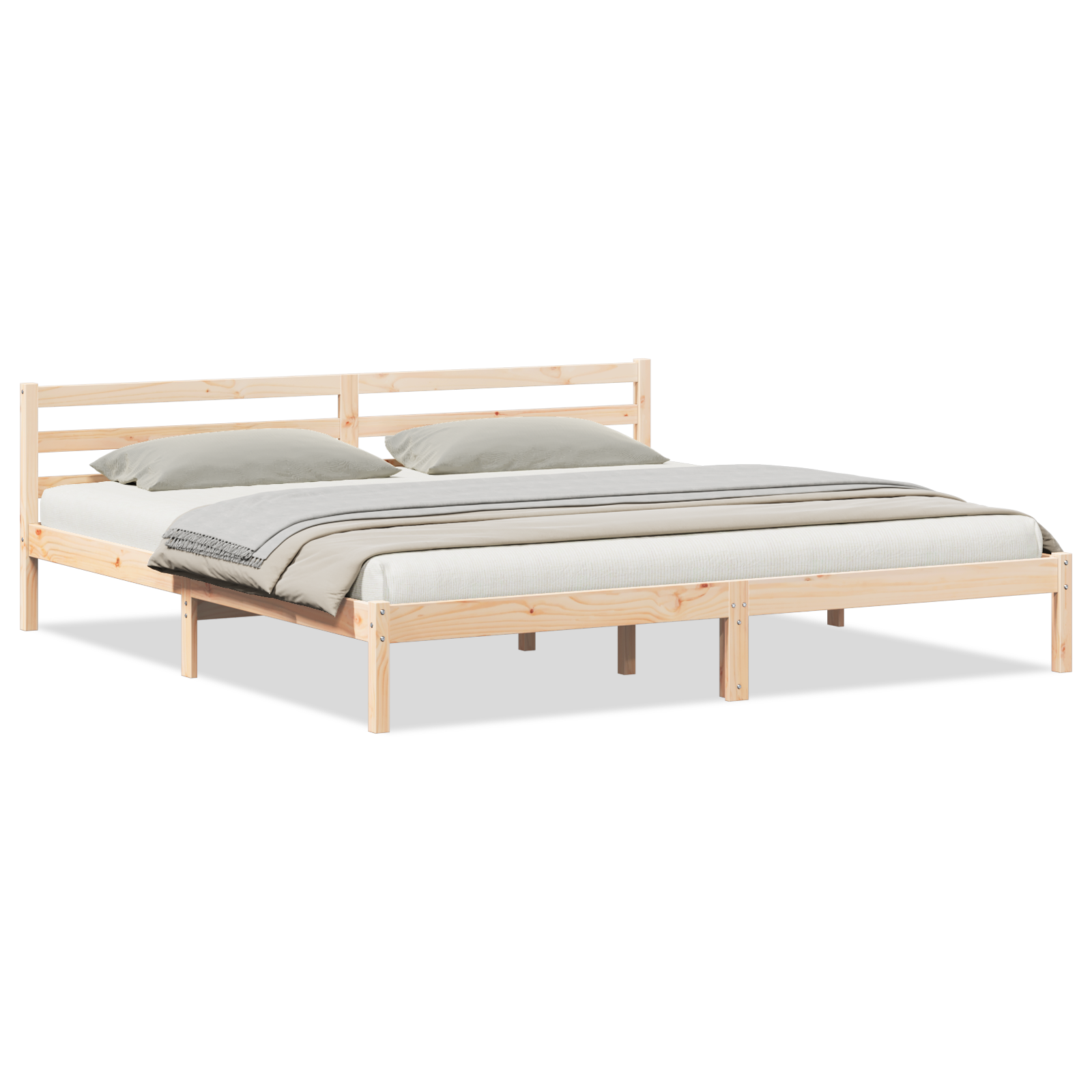 Bed Frame with Headboard 200x210 cm Solid Wood Pine - Image 2