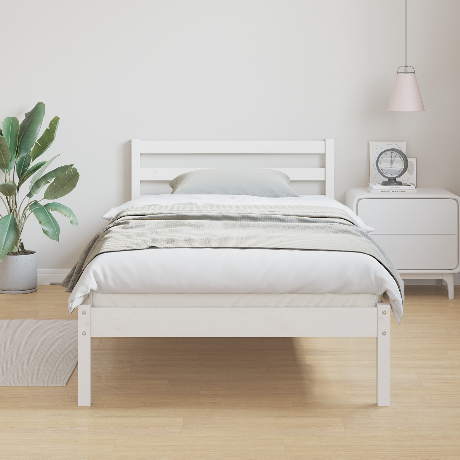 Bed Frame with Headboard White 90x220 cm Solid Wood Pine - Image 4