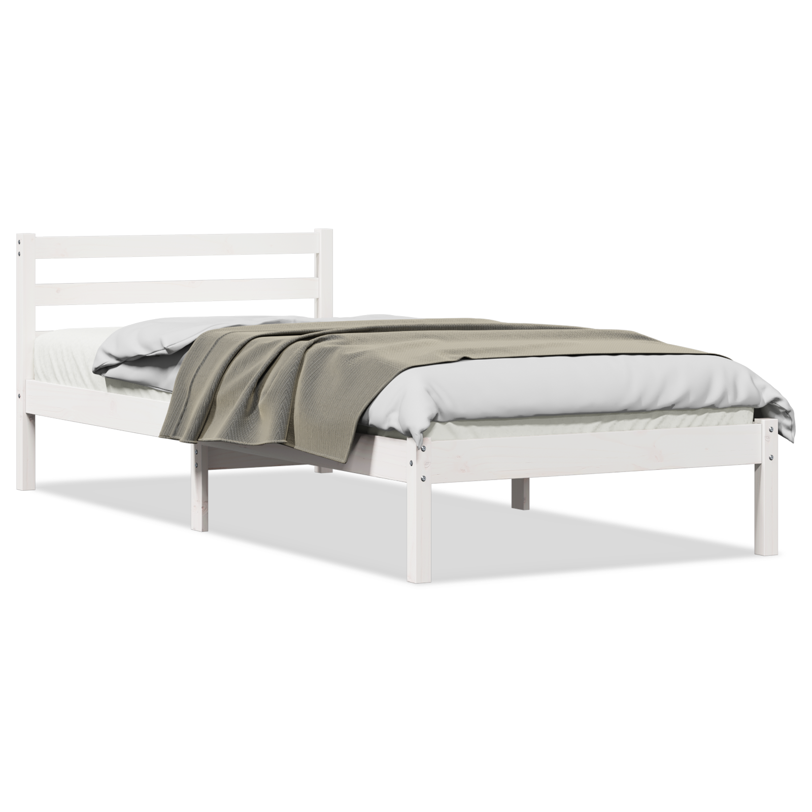 Bed Frame with Headboard White 90x220 cm Solid Wood Pine - Image 2