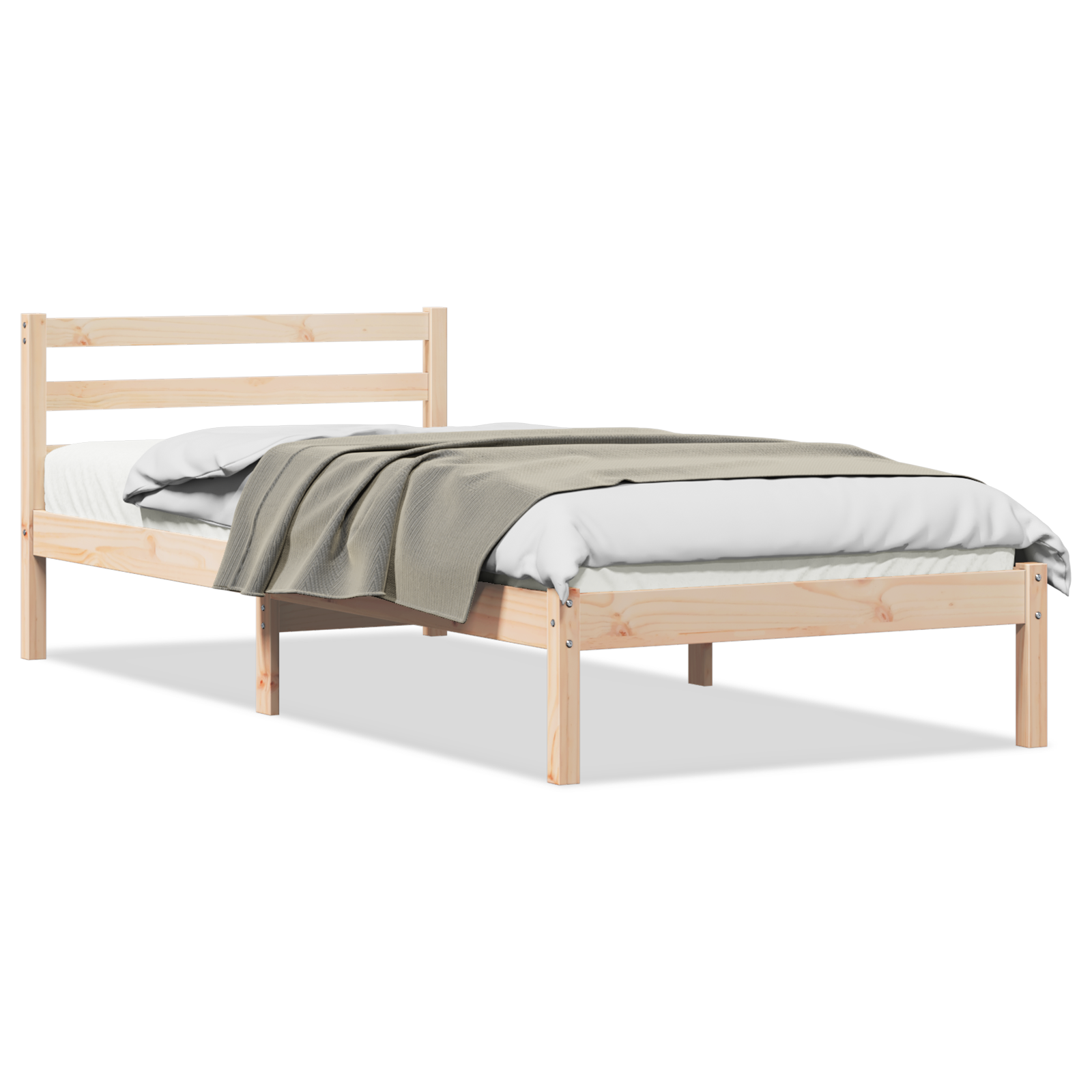 Bed Frame with Headboard 100x220 cm Solid Wood Pine - Image 2