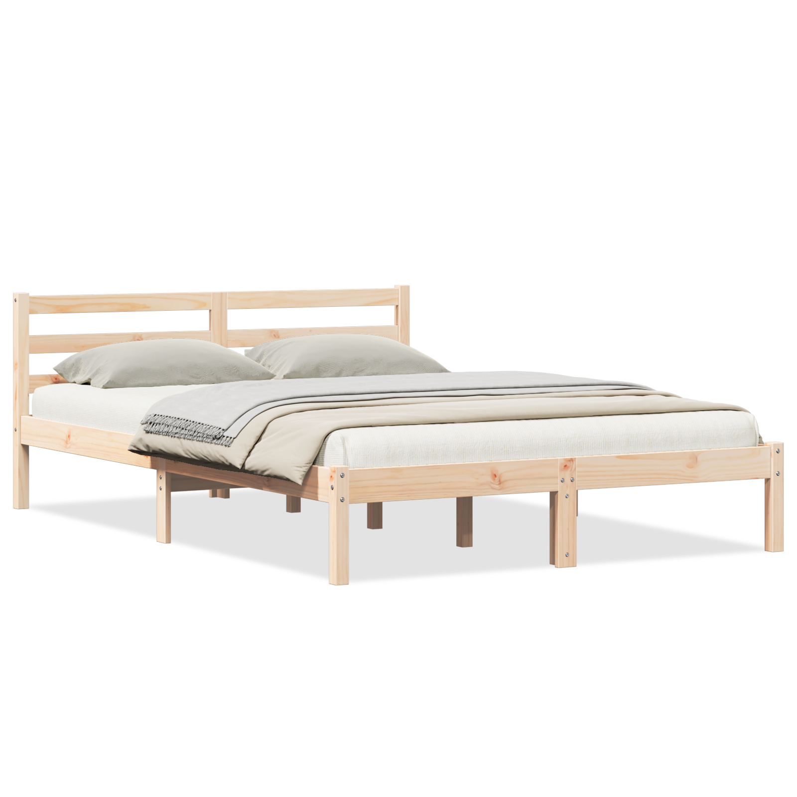 Bed Frame with Headboard 140x220 cm Solid Wood Pine - Image 2