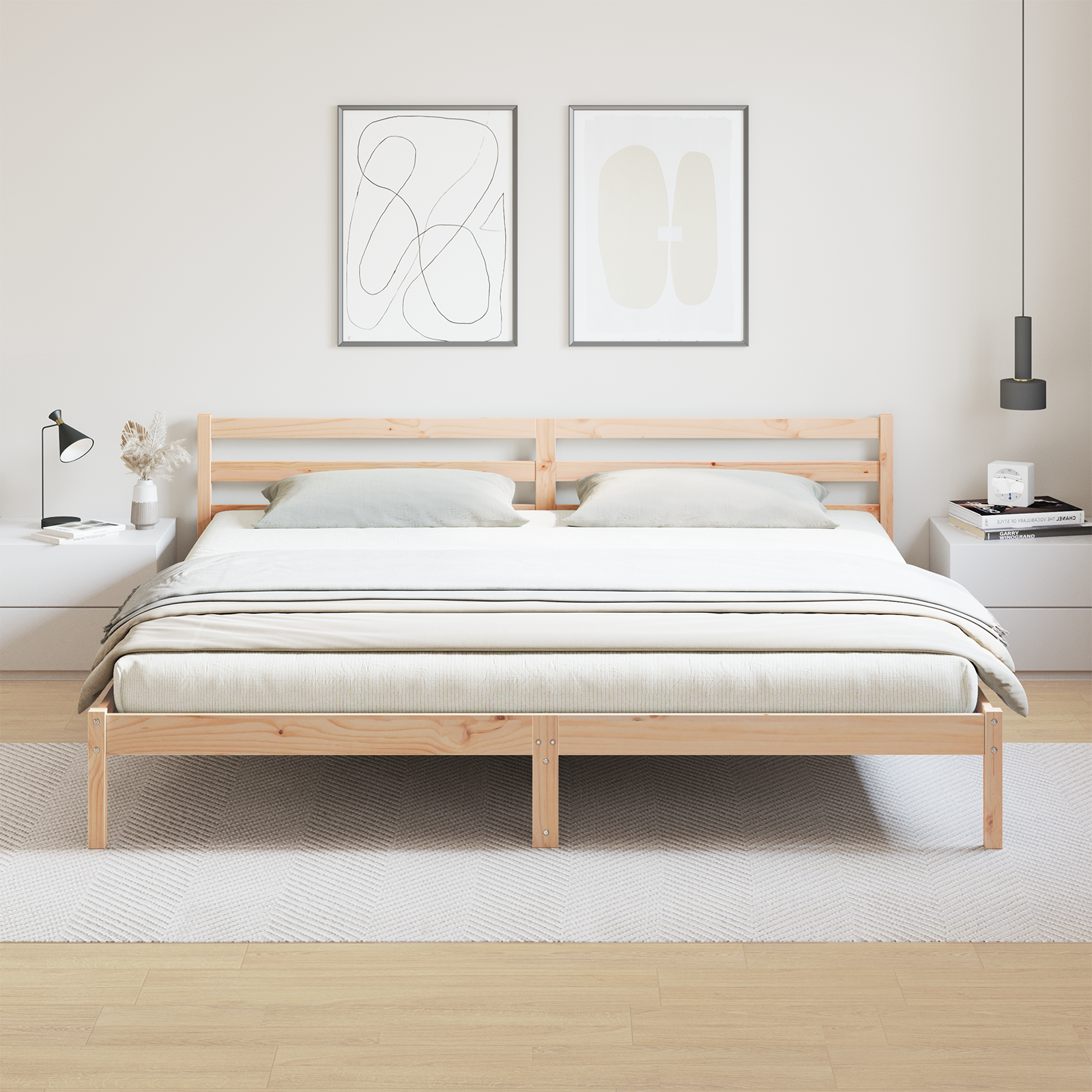 Bed Frame with Headboard 180x220 cm Solid Wood Pine - Image 4