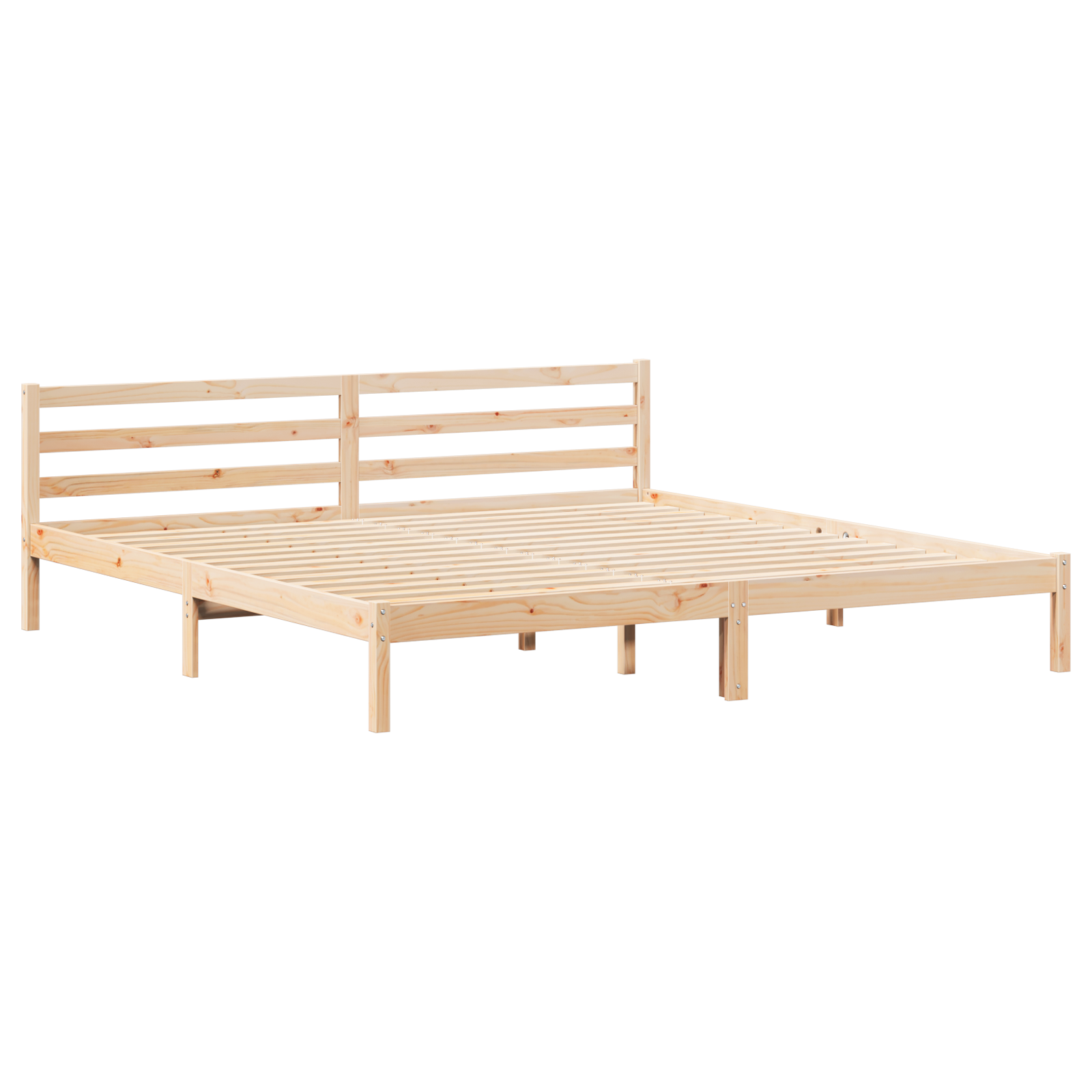 Bed Frame with Headboard 200x220 cm Solid Wood Pine - Image 3