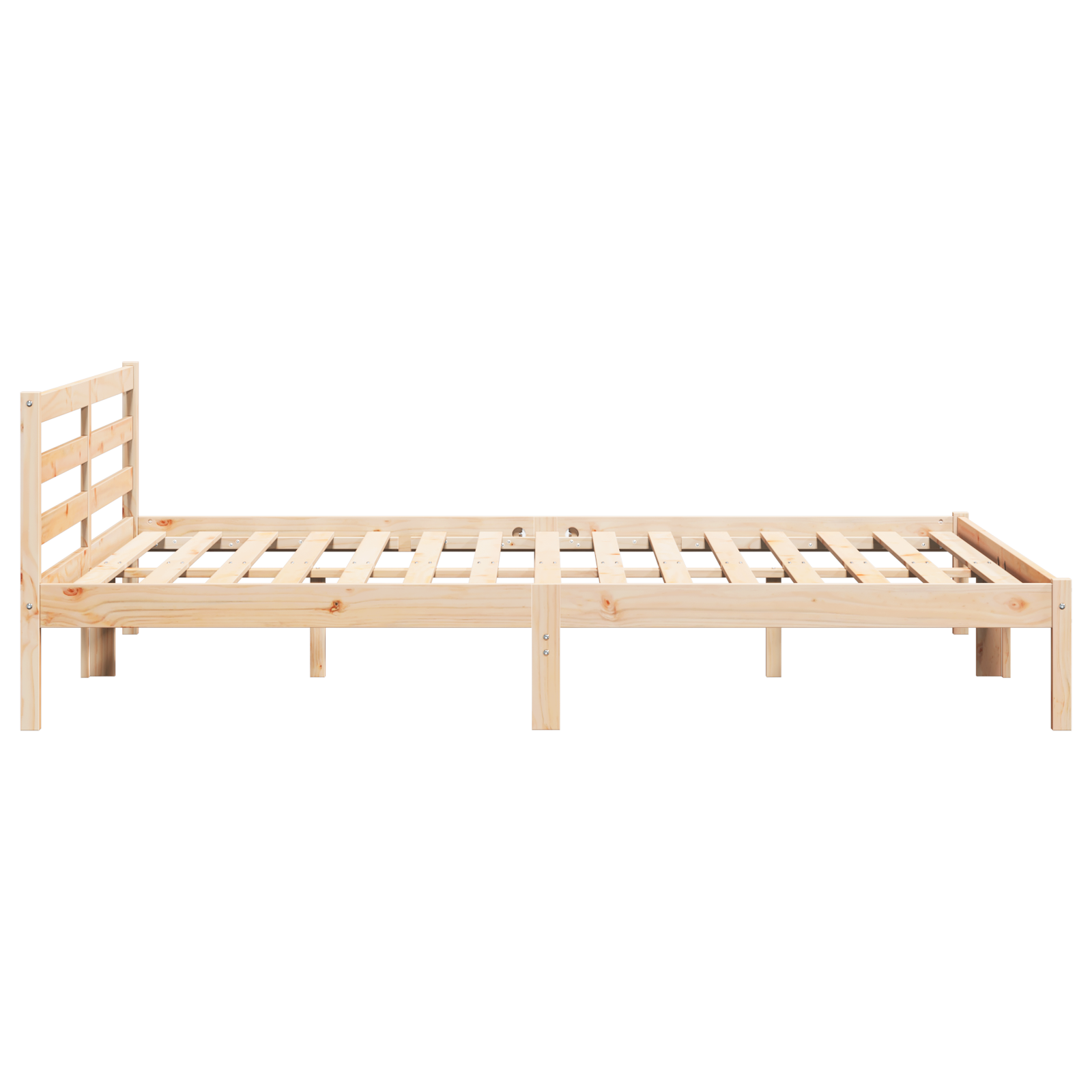Bed Frame with Headboard 200x220 cm Solid Wood Pine - Image 6