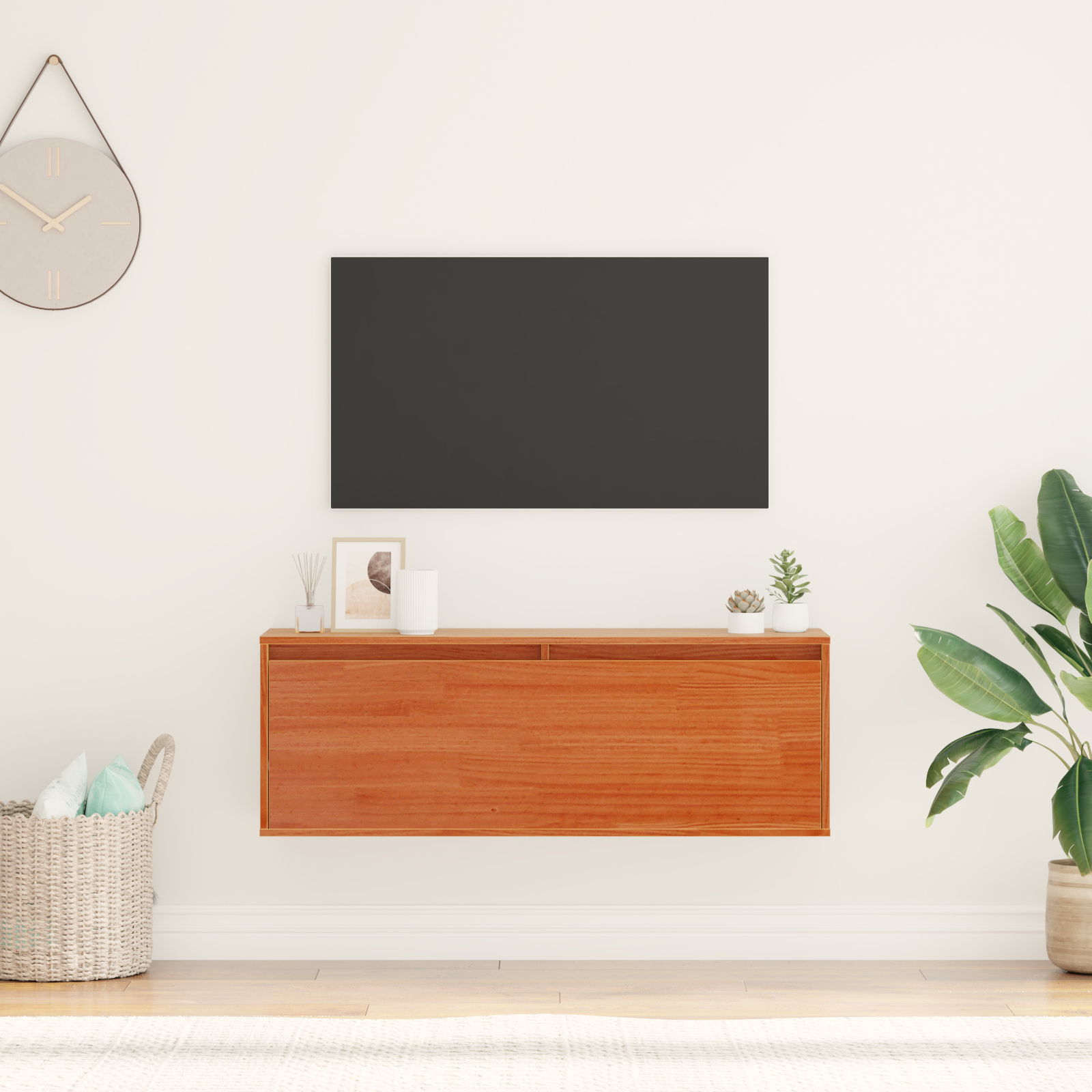 Wandkast Wasbruin 100 x 30 x 35 cm Massief grenenhout