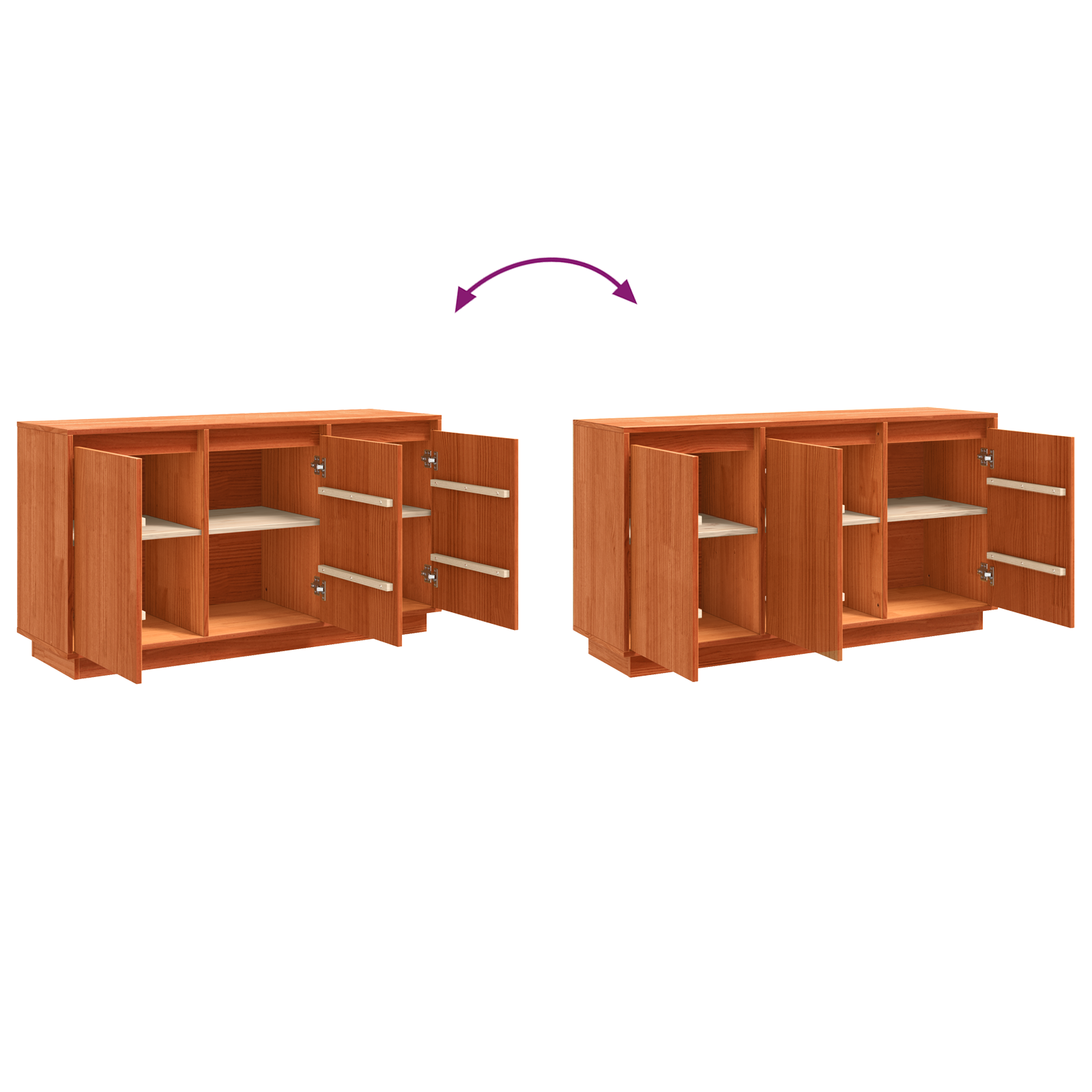 Solid Wood Pine Sideboard Storage Cabinet Shelf Cupboard Multi Colours vidaXL - Picture 15 of 49