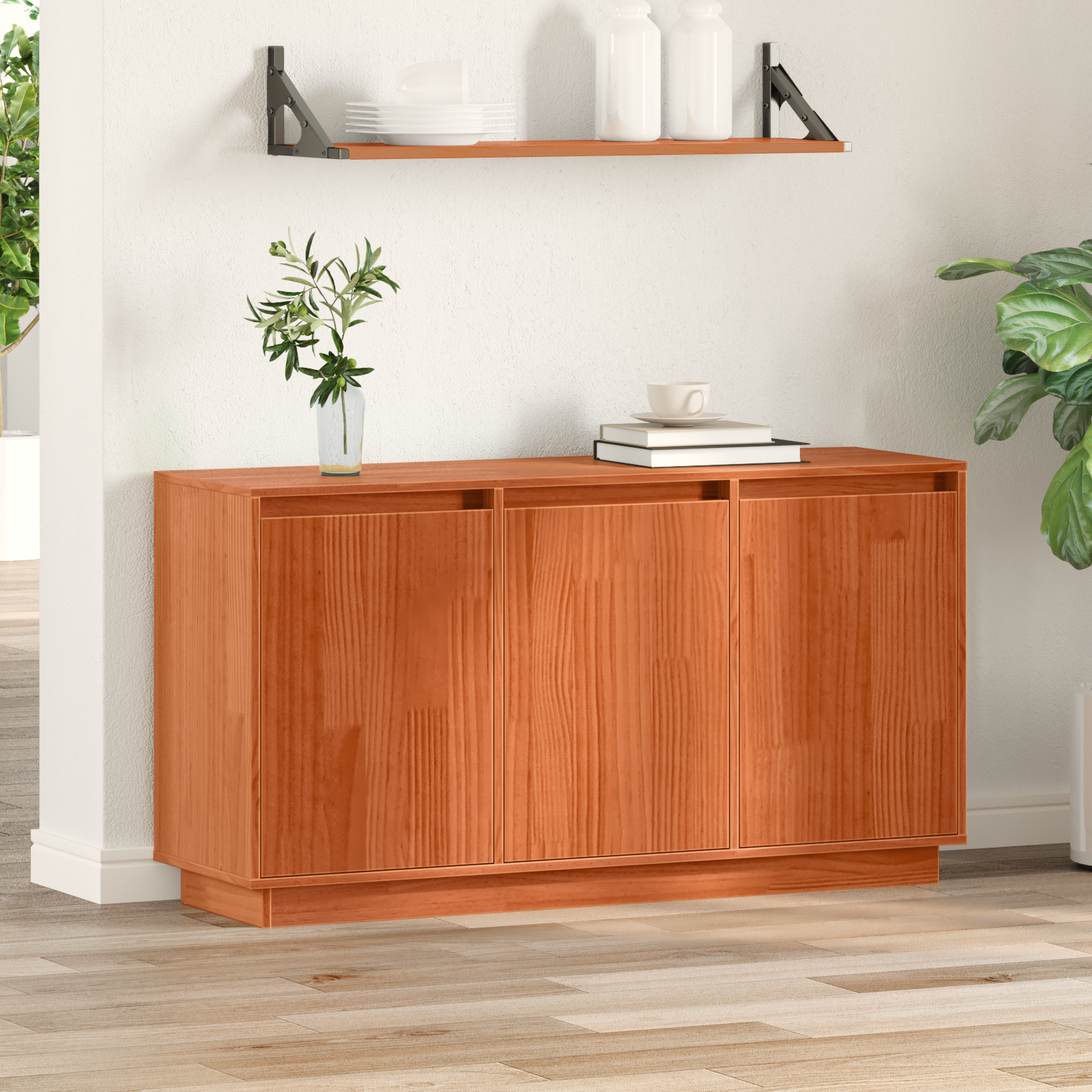 Dressoir met opslag met de deur Bruin 111 x 34 x 60 cm Massief grenenhout