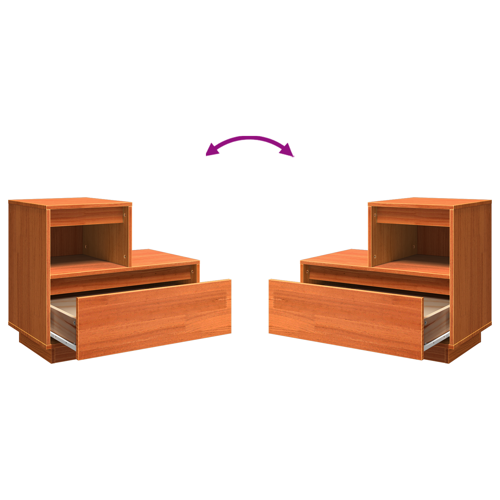 Nočna omarica s predalom 2 pcs Voskast rjav 60 x 34 x 51 cm - slika 12