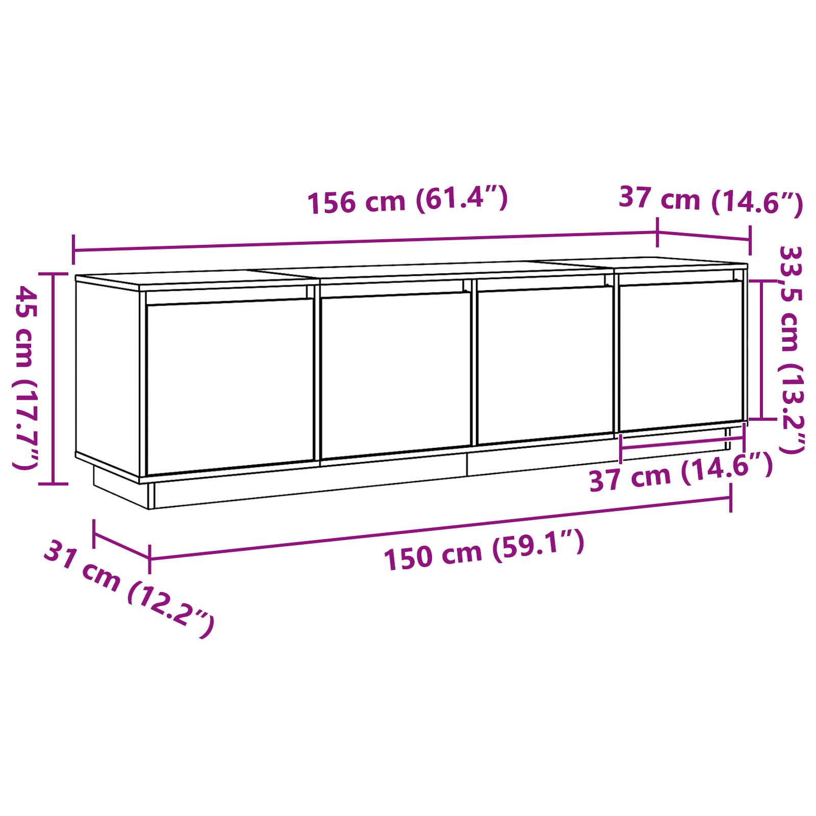 TV omarica Rjava 156 x 37 x 45 cm Konstruiran les - slika 11