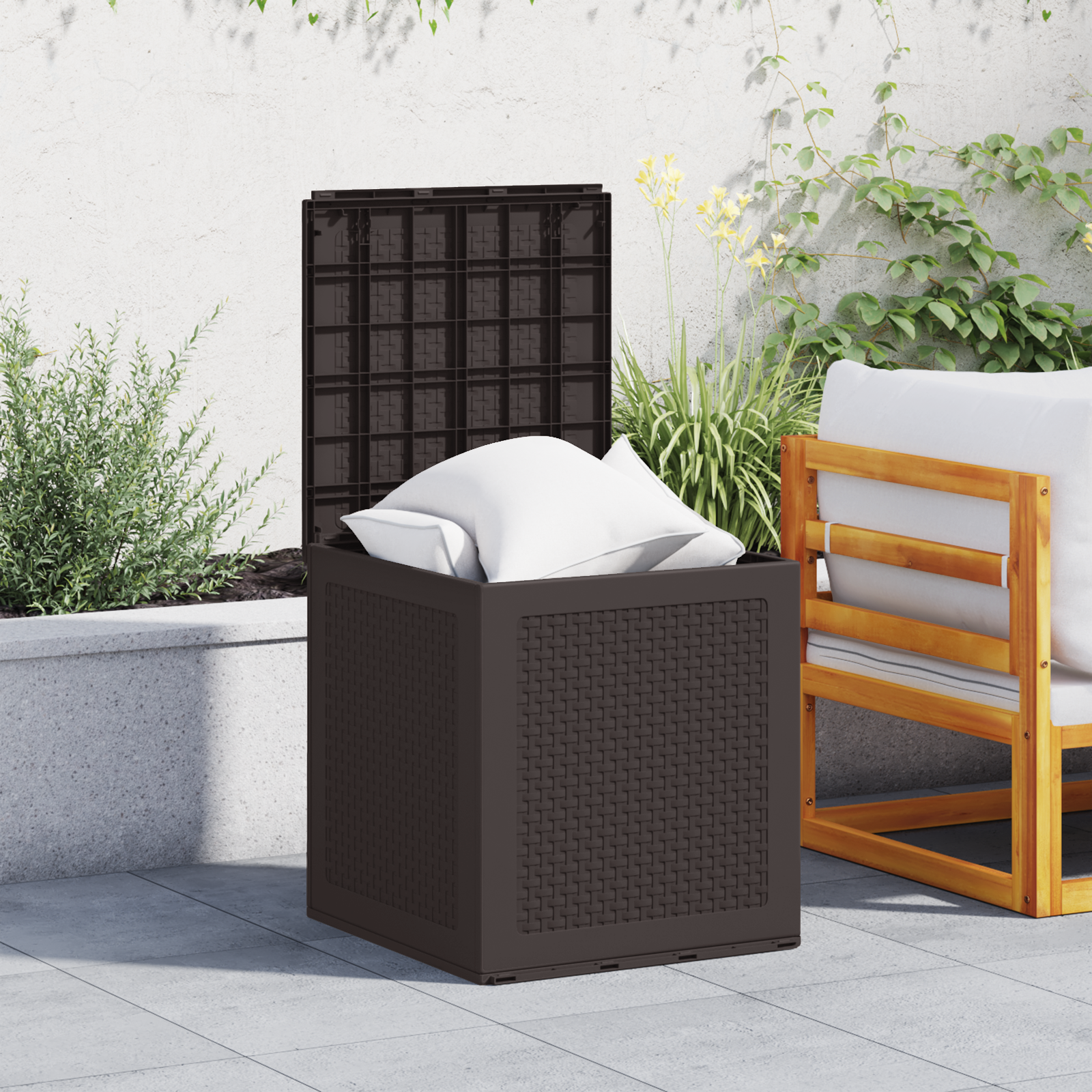 Garden Storage Box Brown 55x53x57 cm PP - Image 4