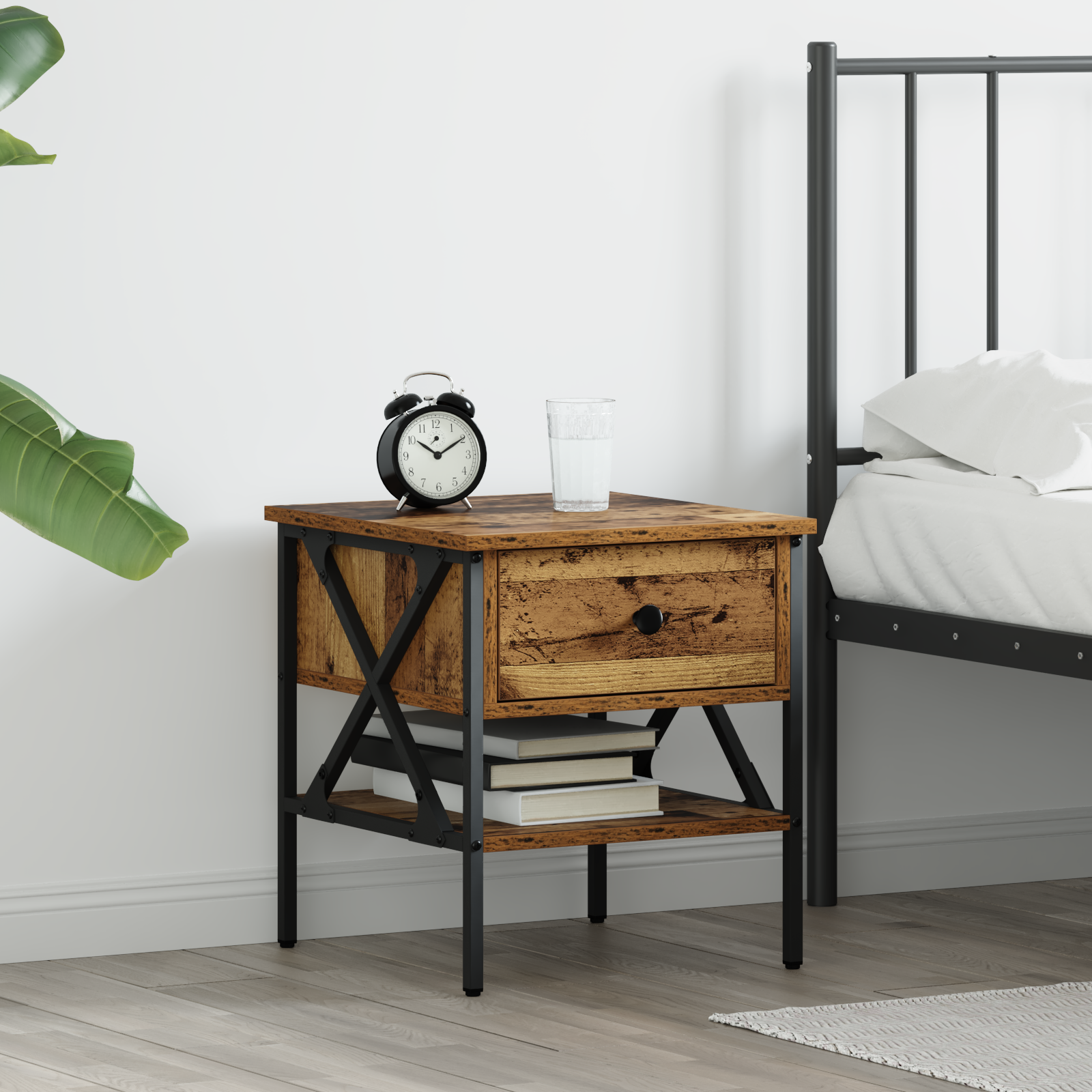 Bedside Table Old Wood 40x42x45 cm Engineered Wood