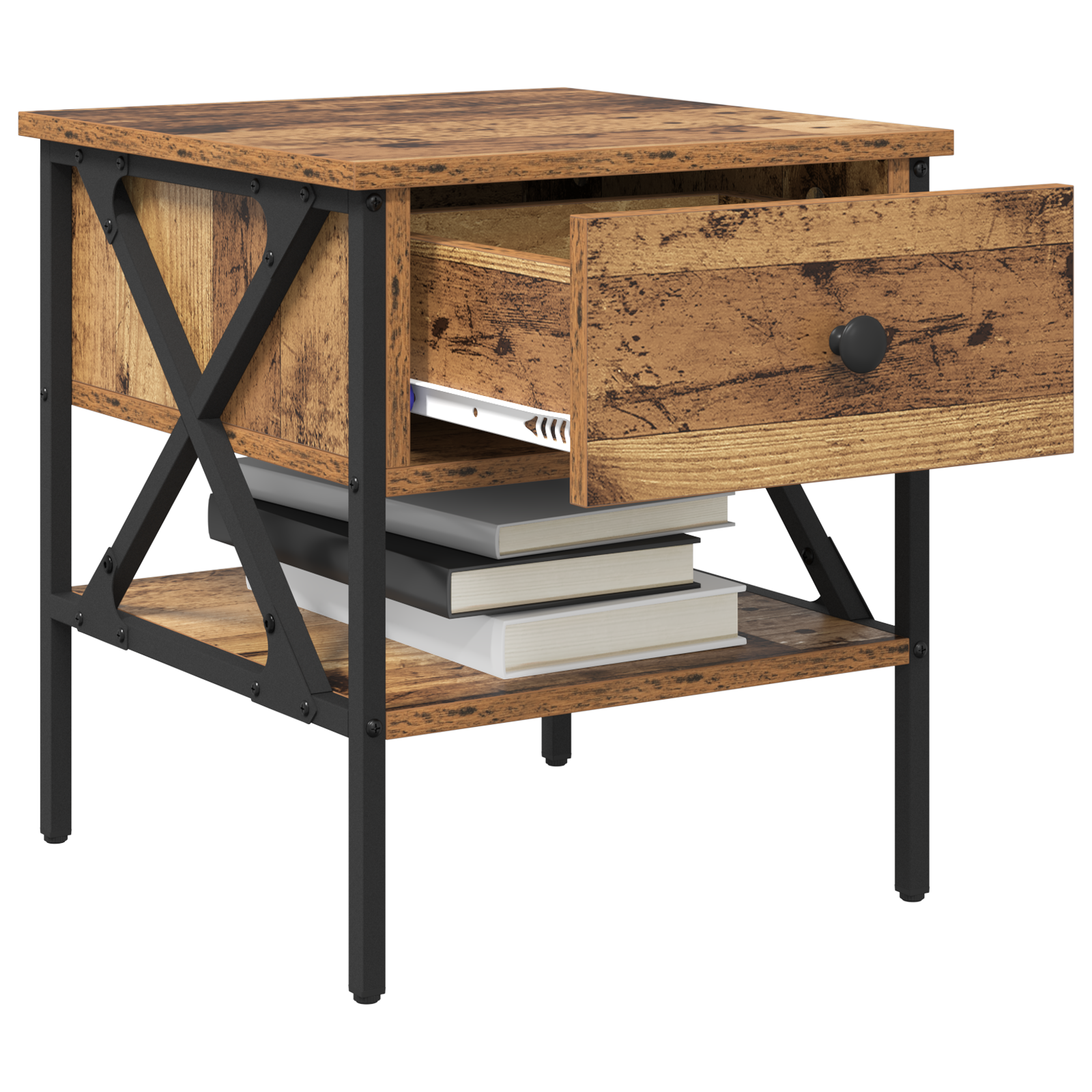 Bedside Table Old Wood 40x42x45 cm Engineered Wood - Image 3