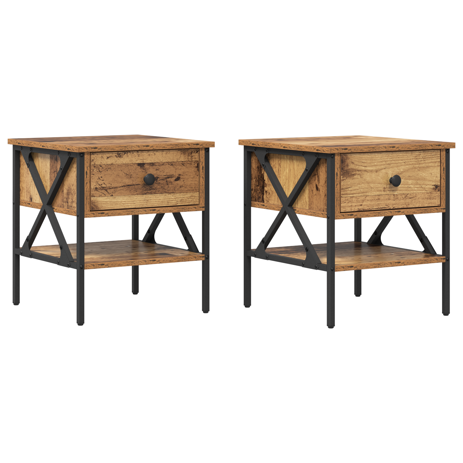 Bedside Tables 2 pcs Old Wood 40x42x45 cm Engineered Wood - Image 2