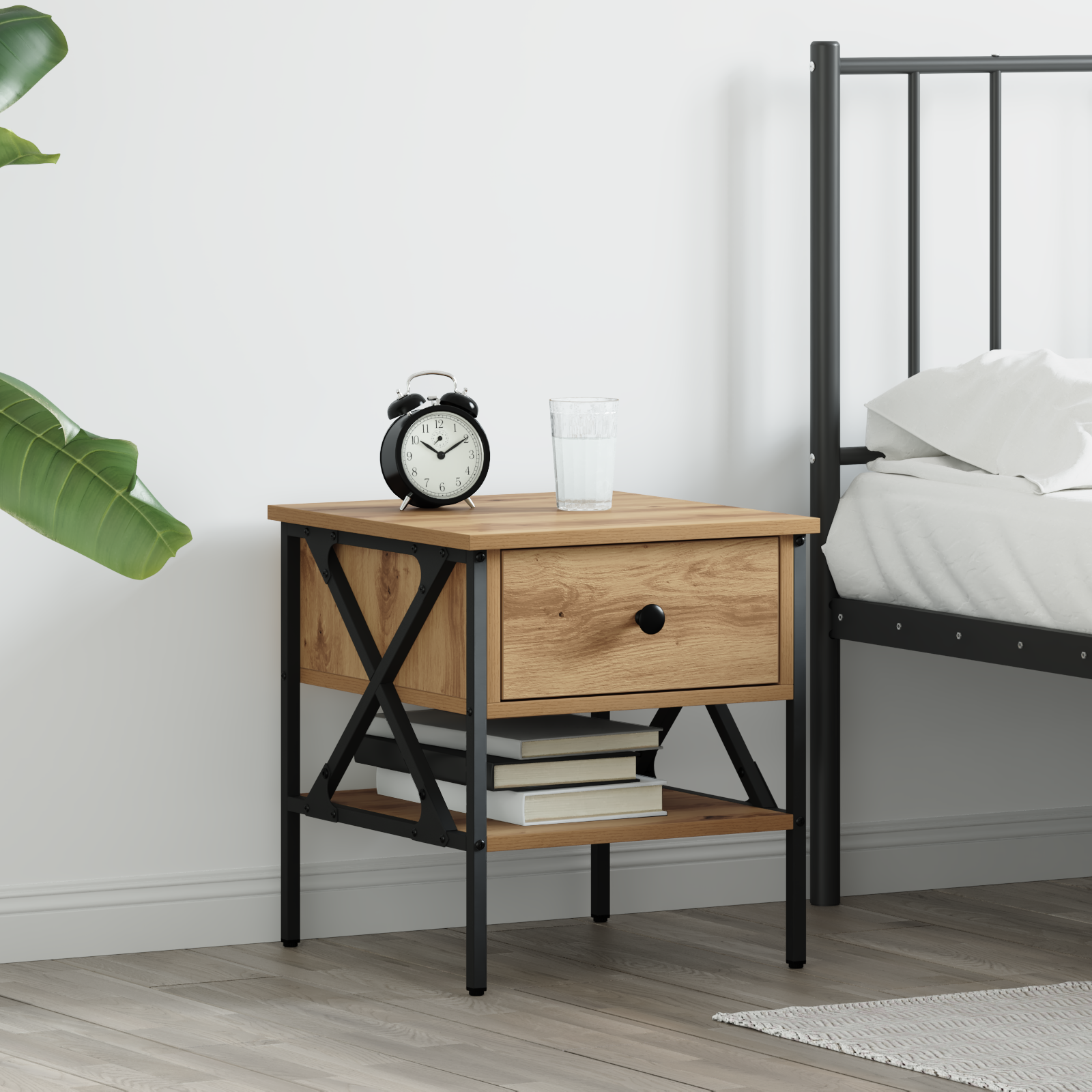 Bedside Table Artisan Oak 40x42x45 cm Engineered Wood
