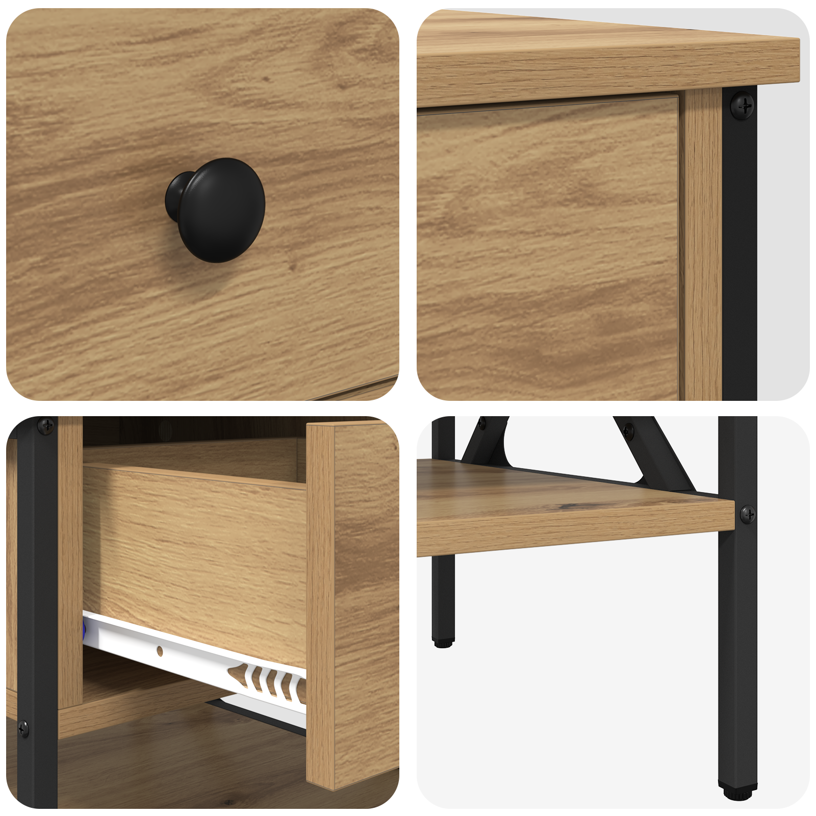 Bedside Tables 2 pcs Artisan Oak 40x42x45 cm Engineered Wood - Image 10