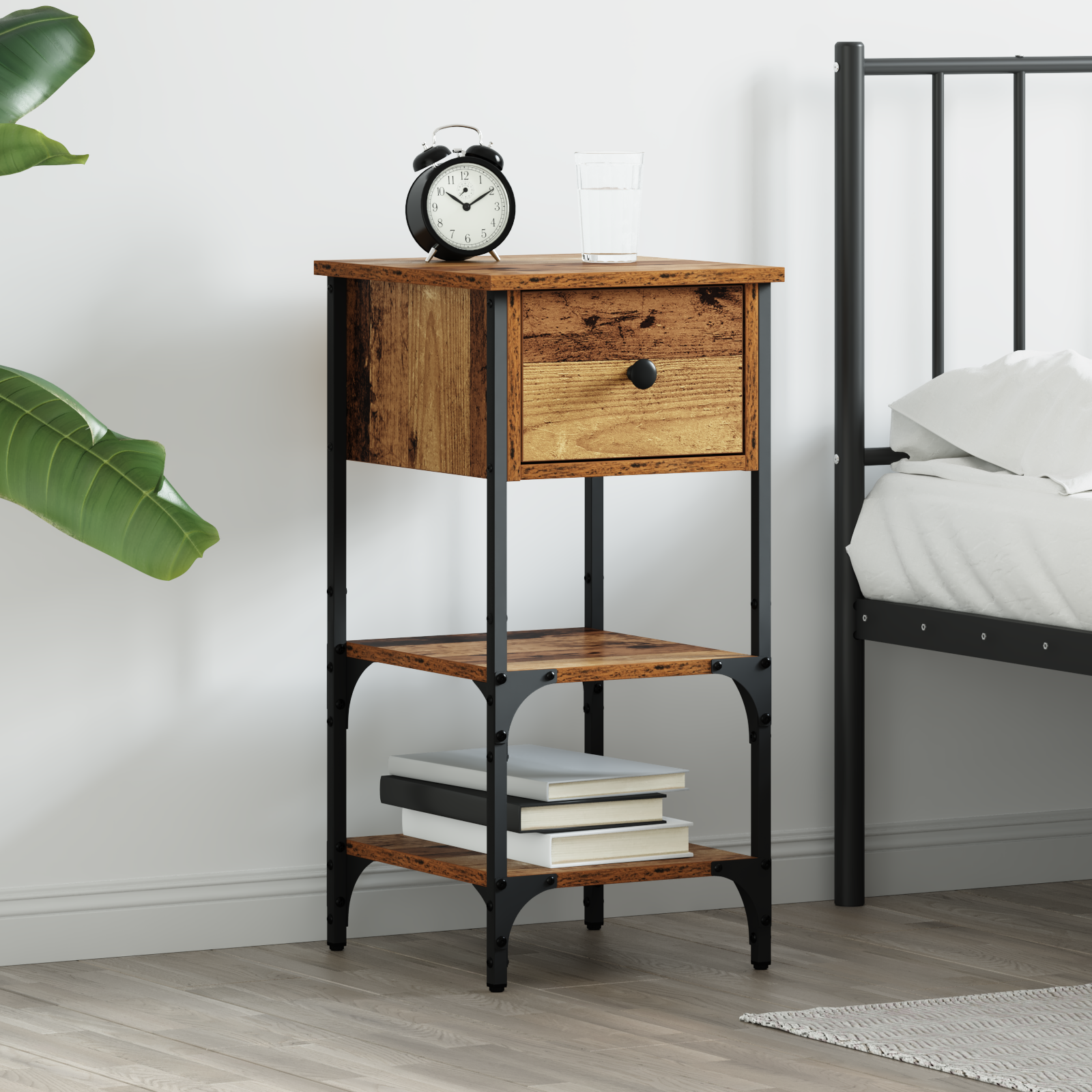 Bedside Cabinet Old Wood 34x36x70 cm Engineered Wood