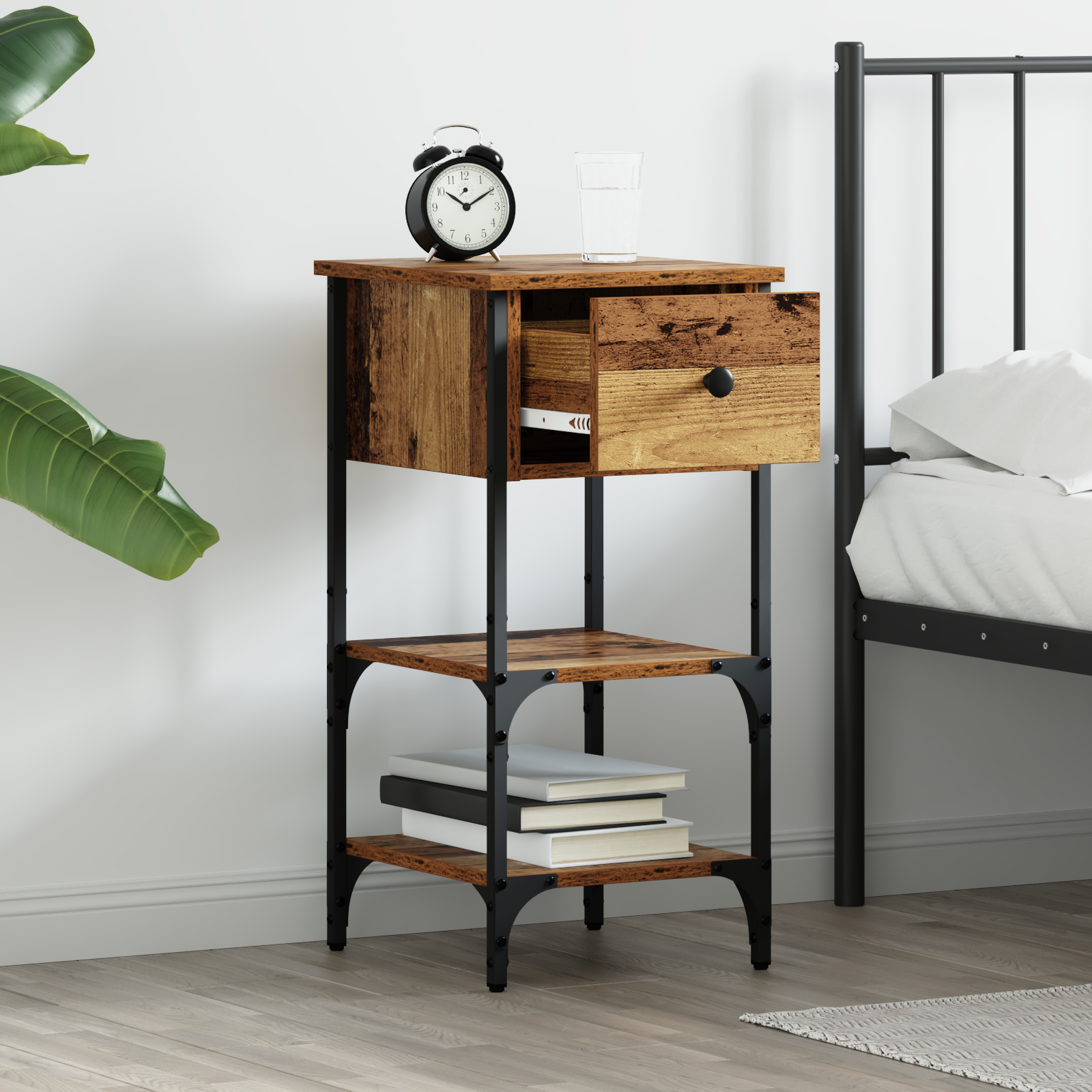 Bedside Cabinet Old Wood 34x36x70 cm Engineered Wood - Image 4