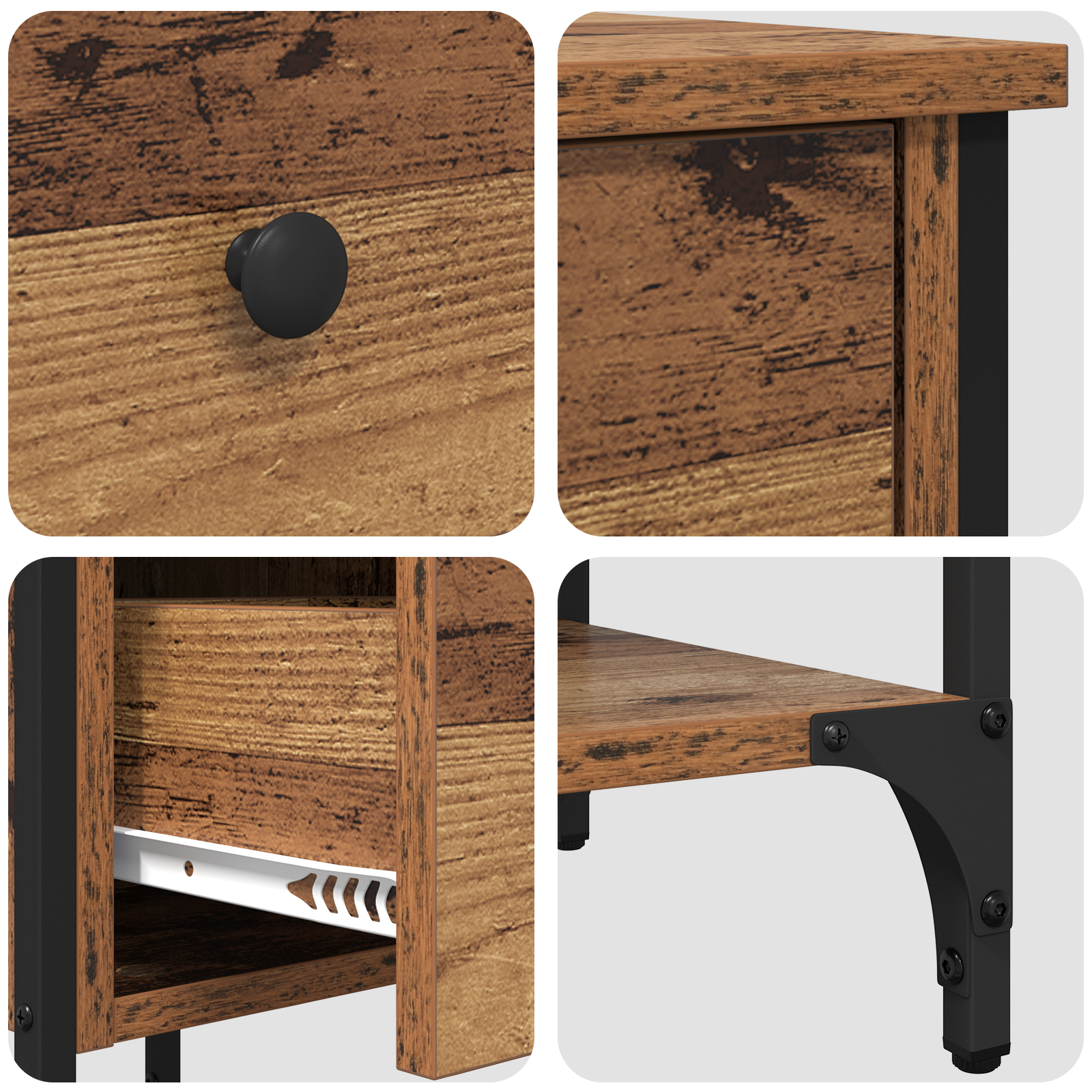 Bedside Cabinets 2 pcs Old Wood 34x36x70 cm Engineered Wood - Image 10