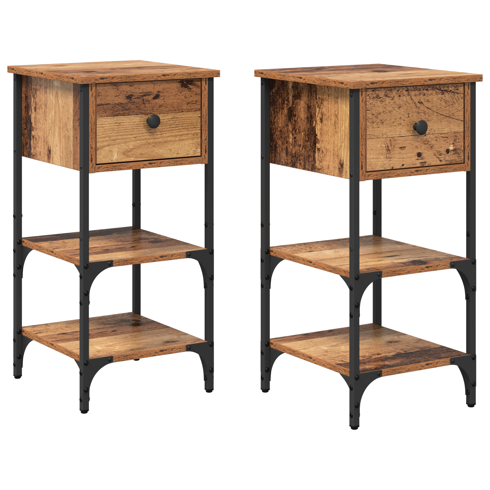 Bedside Cabinets 2 pcs Old Wood 34x36x70 cm Engineered Wood - Image 2