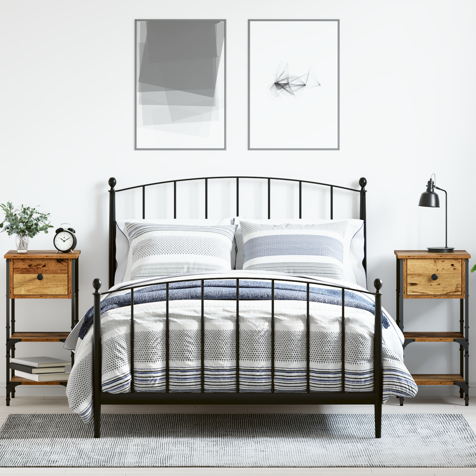 Bedside Cabinets 2 pcs Old Wood 34x36x70 cm Engineered Wood