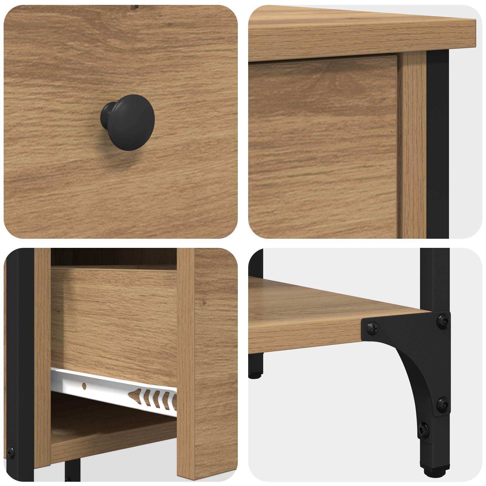 Bedside Cabinet Artisan Oak 34x36x70 cm Engineered Wood - Image 9