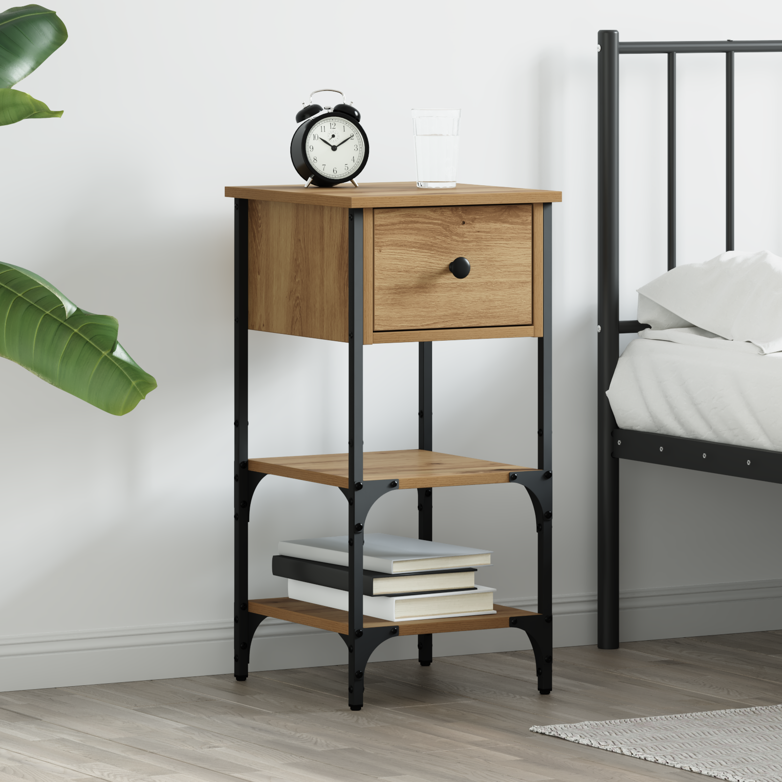 Bedside Cabinet Artisan Oak 34x36x70 cm Engineered Wood