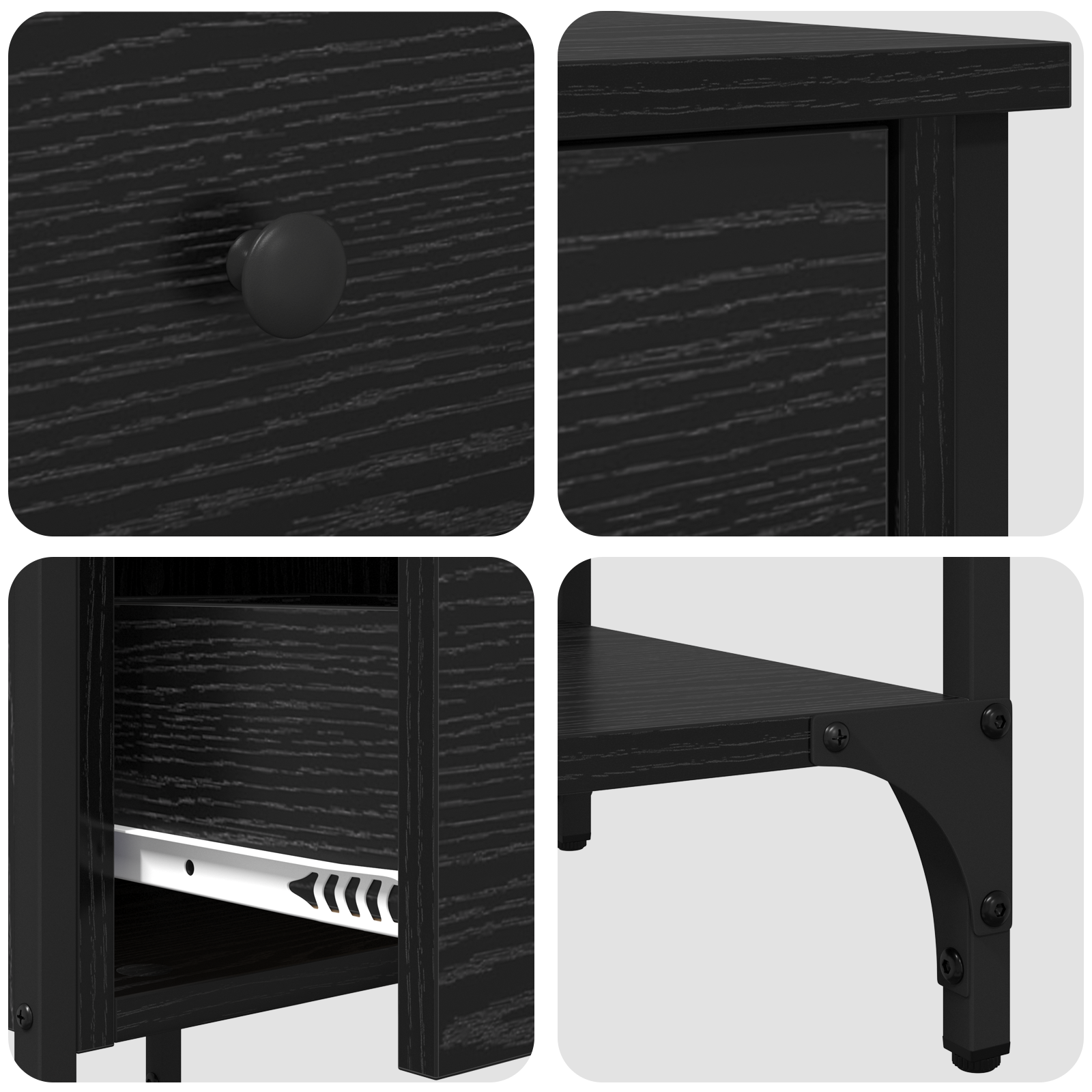 Bedside Cabinet Black Oak 34x36x70 cm Engineered Wood - Image 9