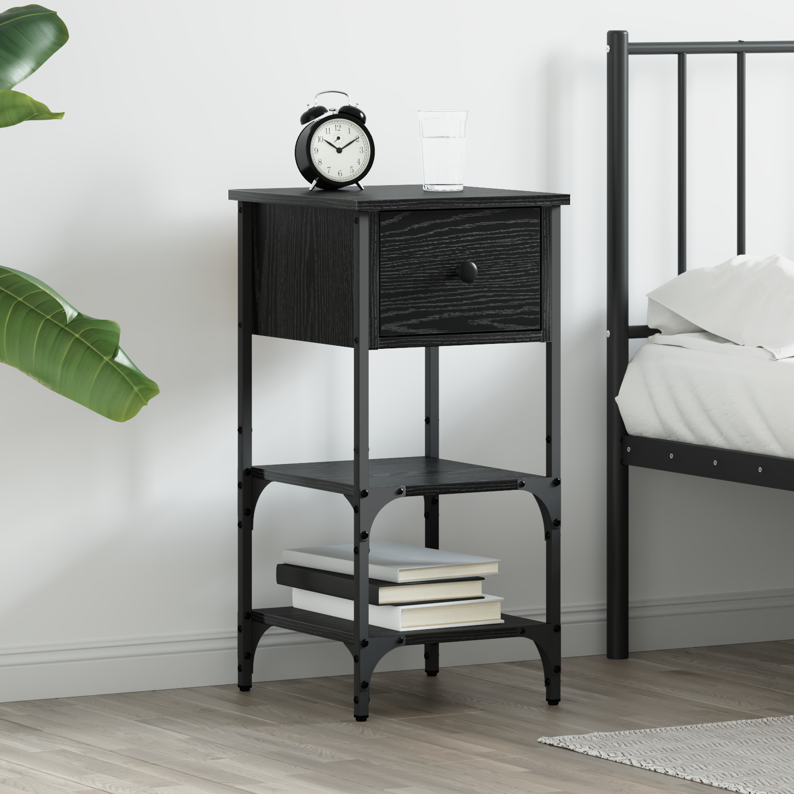 Bedside Cabinet Black Oak 34x36x70 cm Engineered Wood
