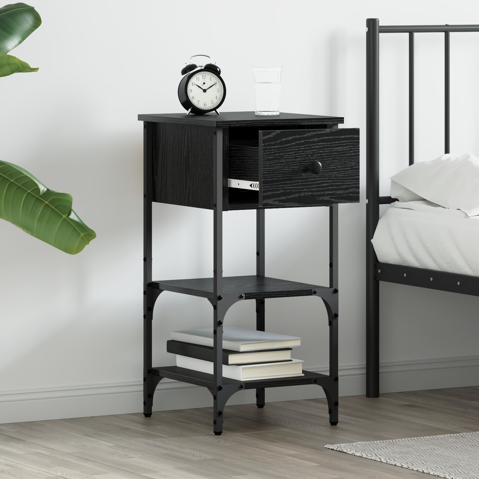 Bedside Cabinet Black Oak 34x36x70 cm Engineered Wood - Image 4