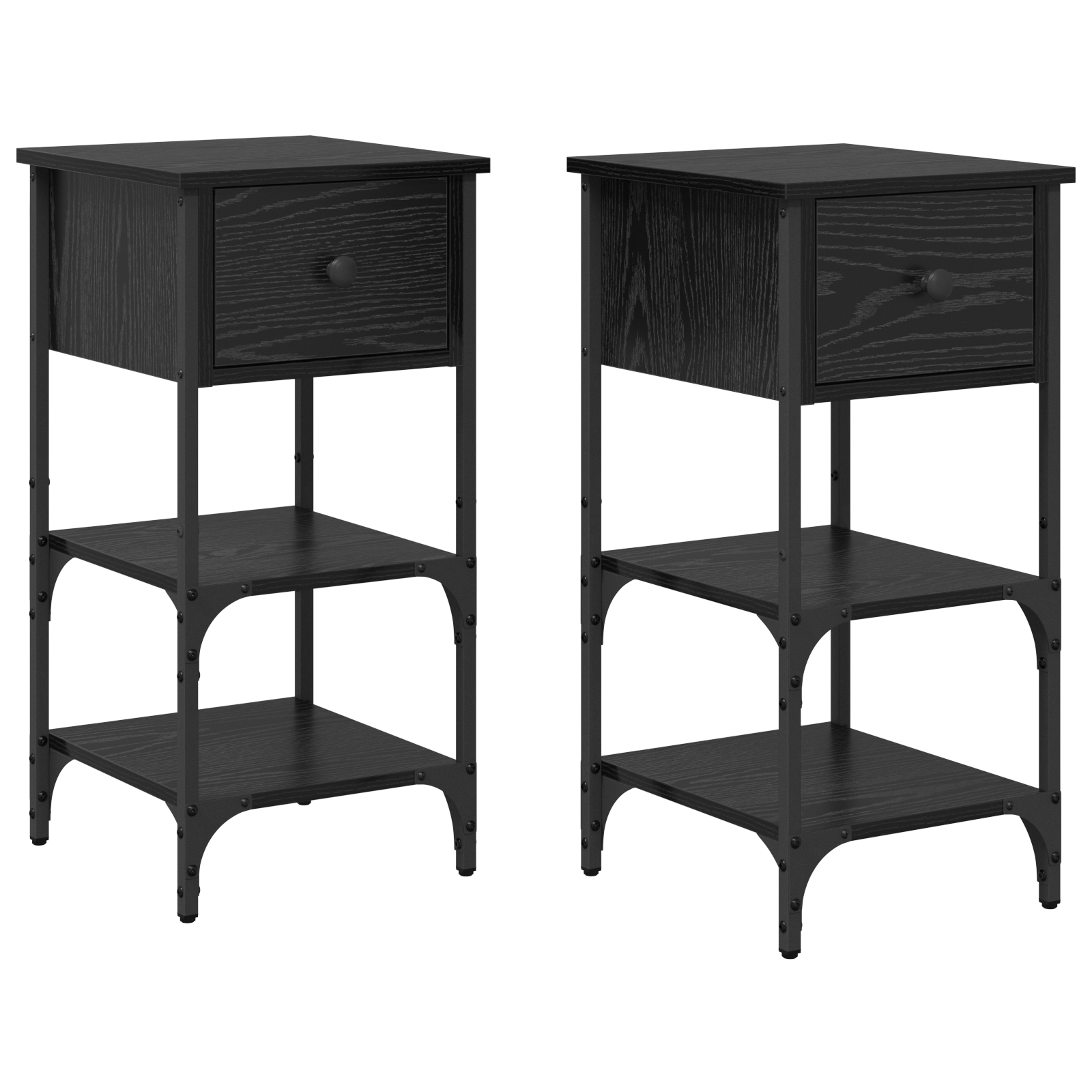 Bedside Cabinets 2 pcs Black Oak 34x36x70 cm Engineered Wood - Image 2