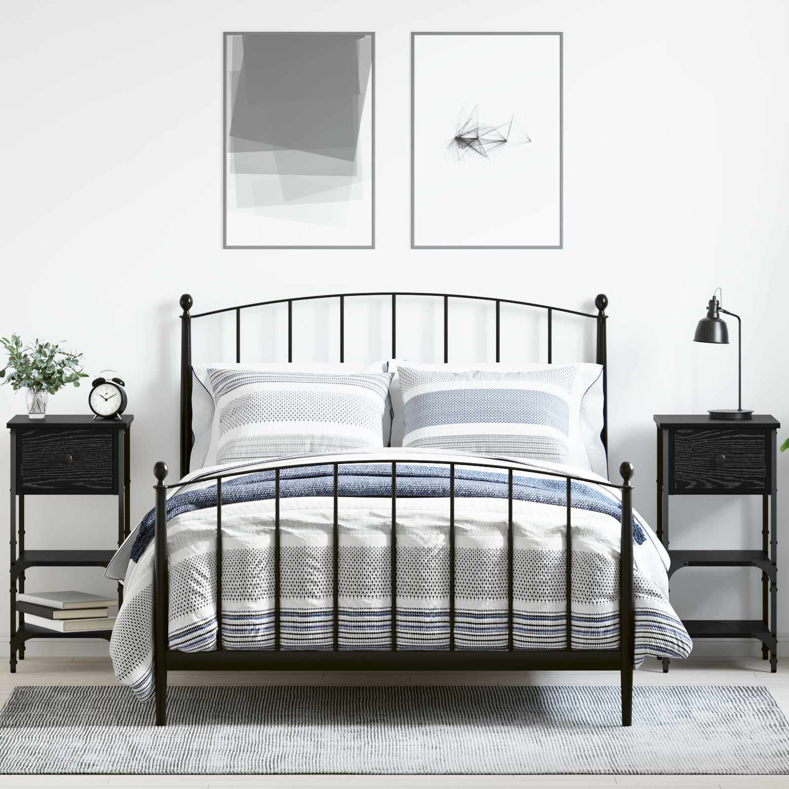 Bedside Cabinets 2 pcs Black Oak 34x36x70 cm Engineered Wood