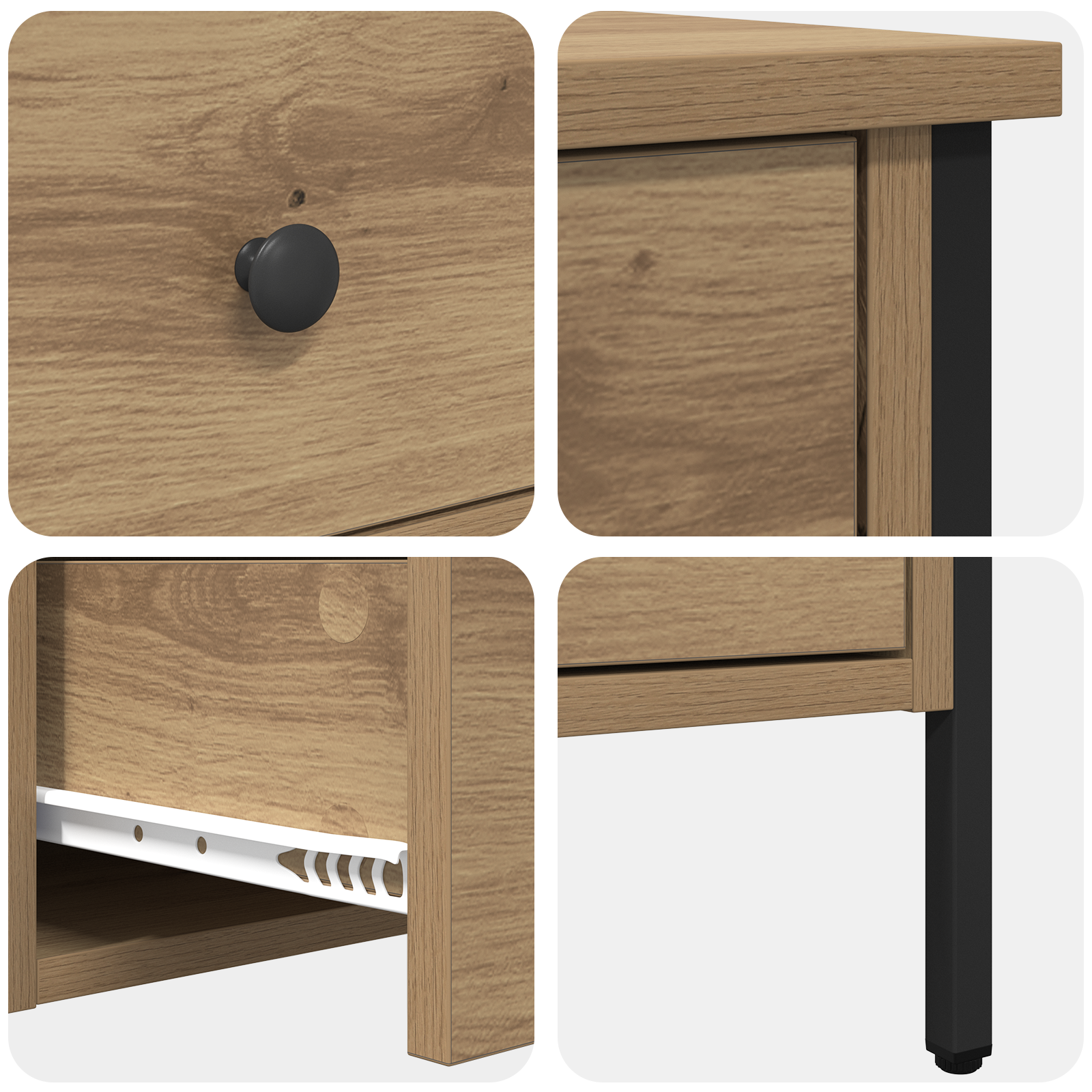 Bedside Cabinet Artisan Oak 40x42x50 cm Engineered Wood - Image 9