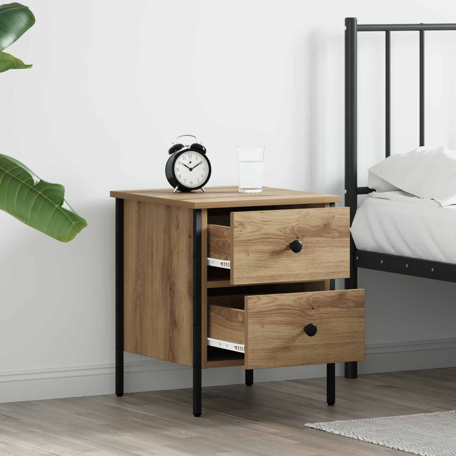 Bedside Cabinet Artisan Oak 40x42x50 cm Engineered Wood - Image 4