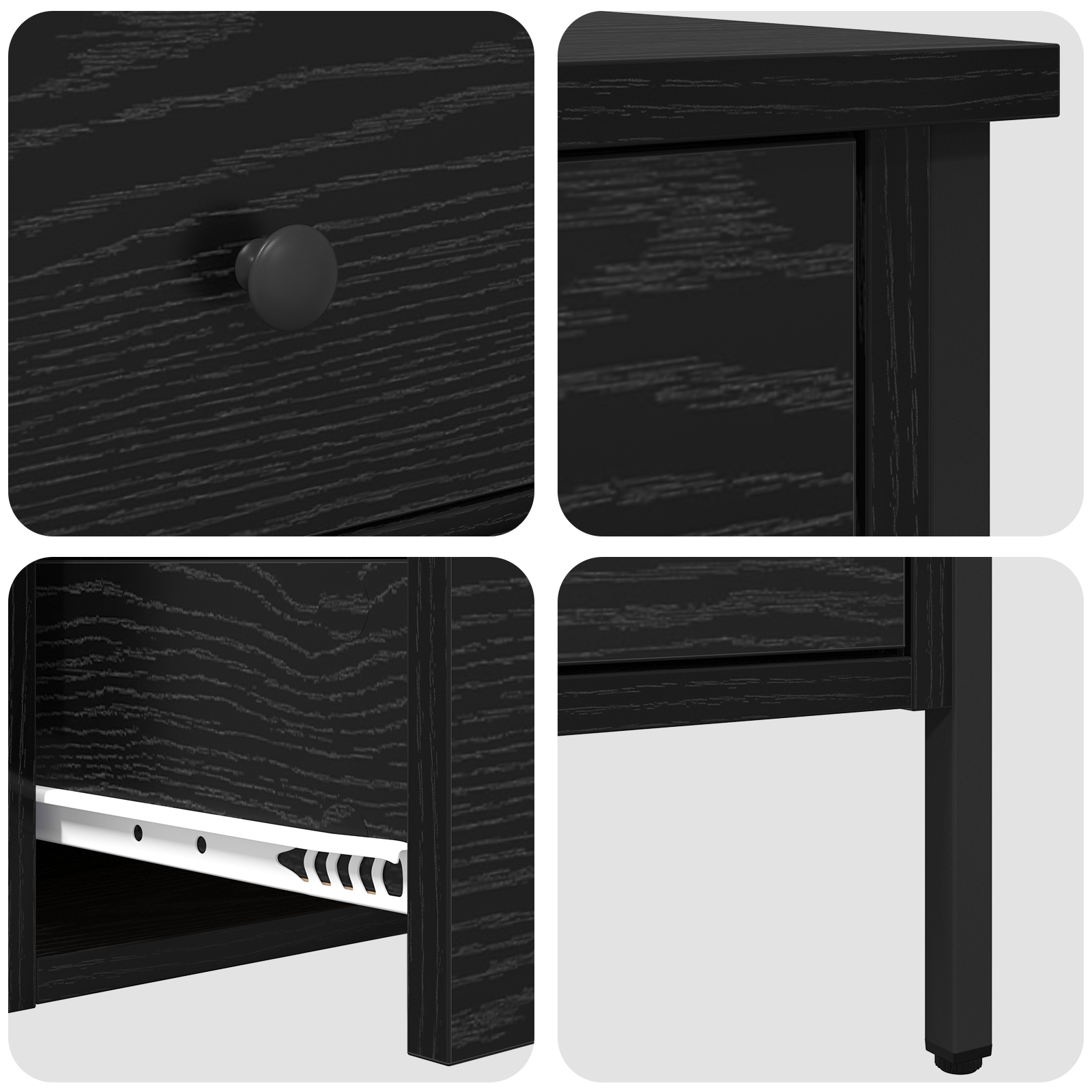 Bedside Cabinet Black Oak 40x42x50 cm Engineered Wood - Image 9