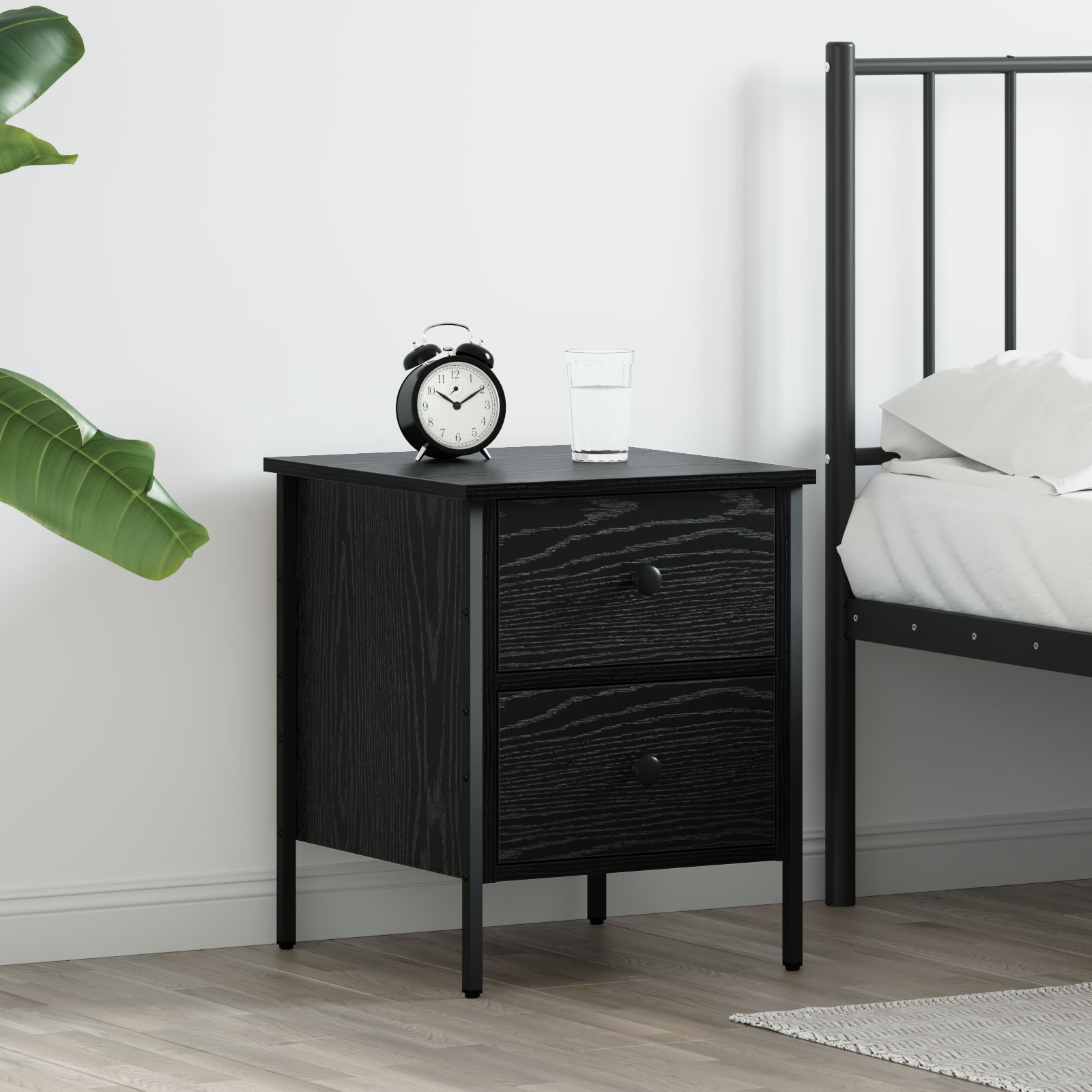 Bedside Cabinet Black Oak 40x42x50 cm Engineered Wood